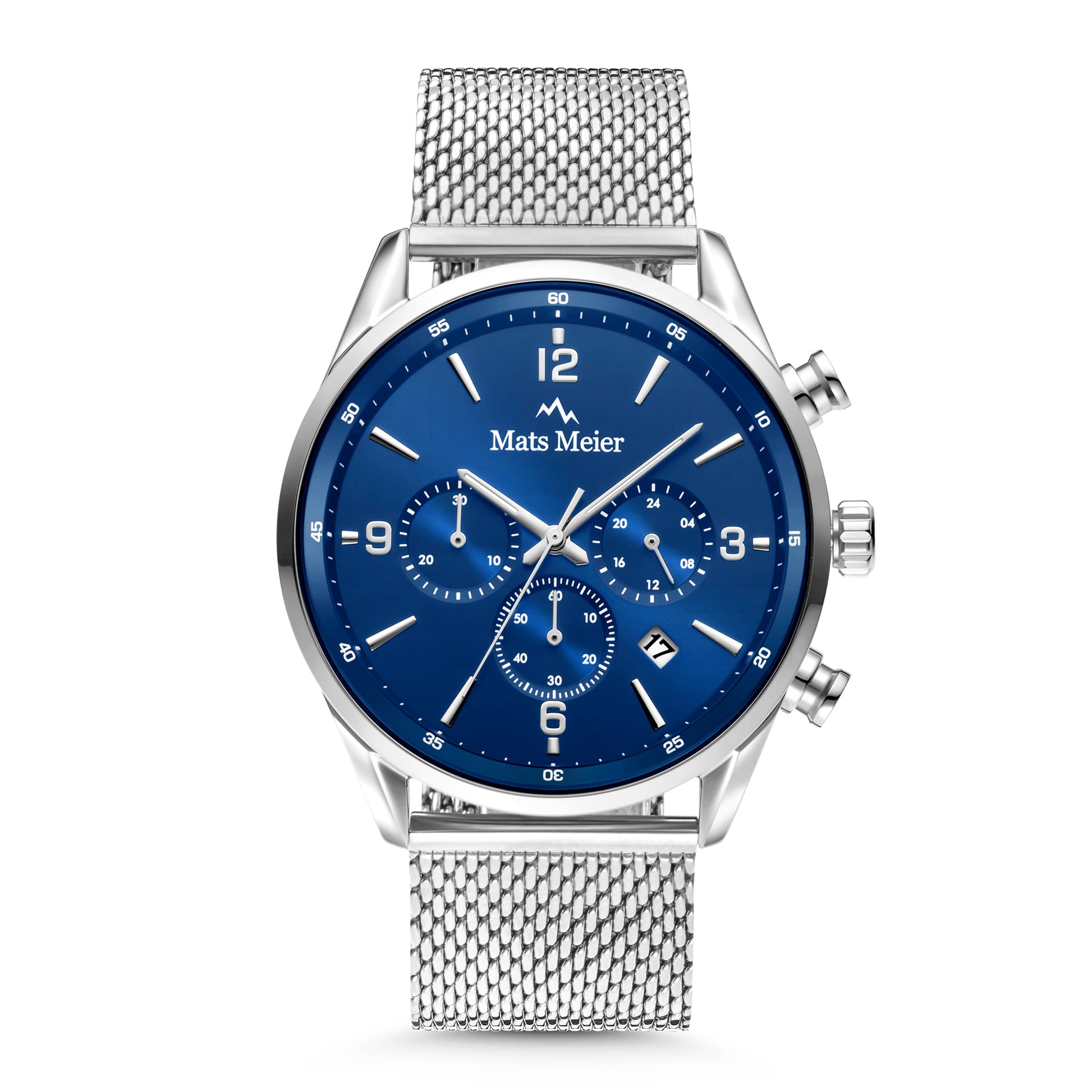 Grand Cornier chronograph men's watch silver colored with blue