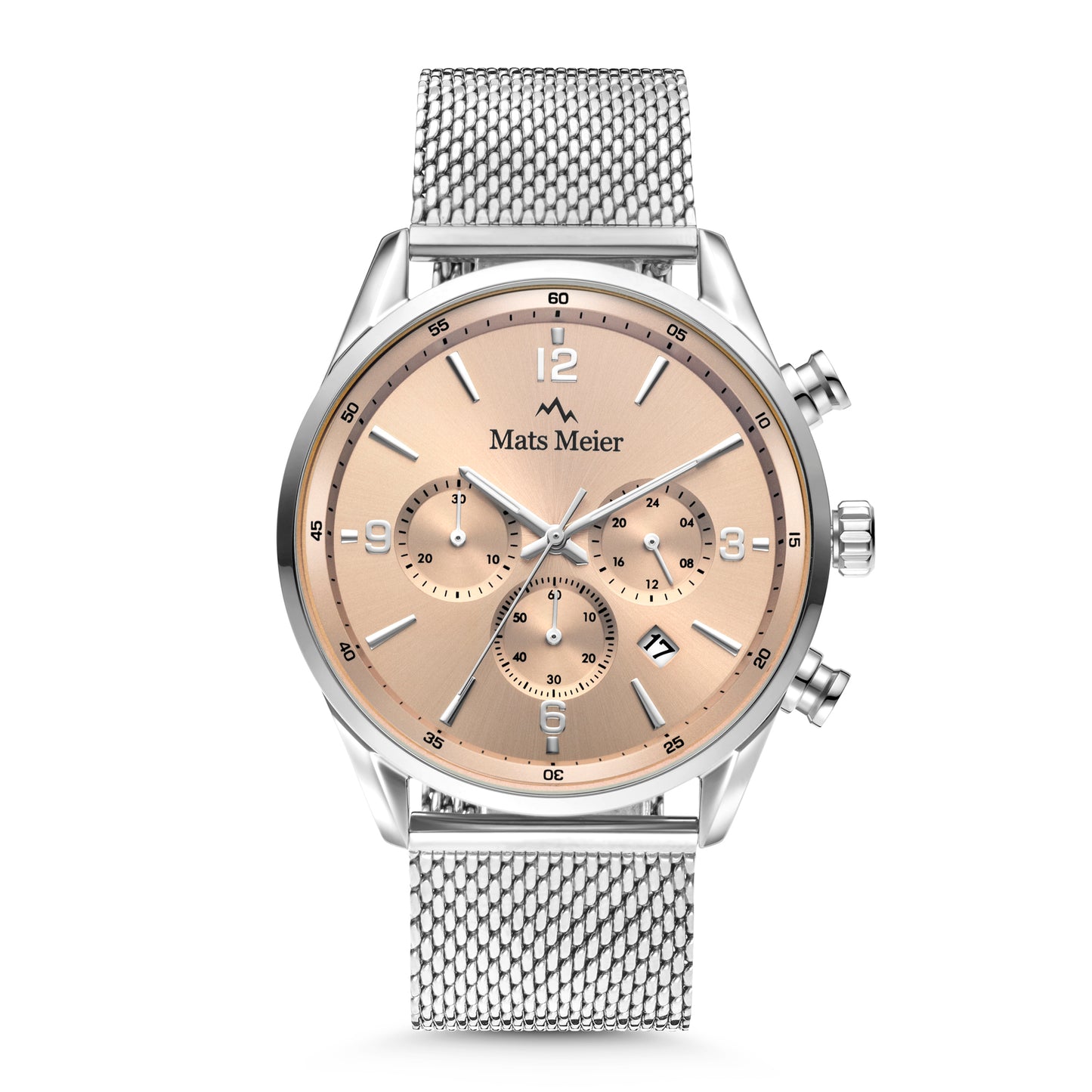 Grand Cornier chronograph men's watch silver colored with taupe