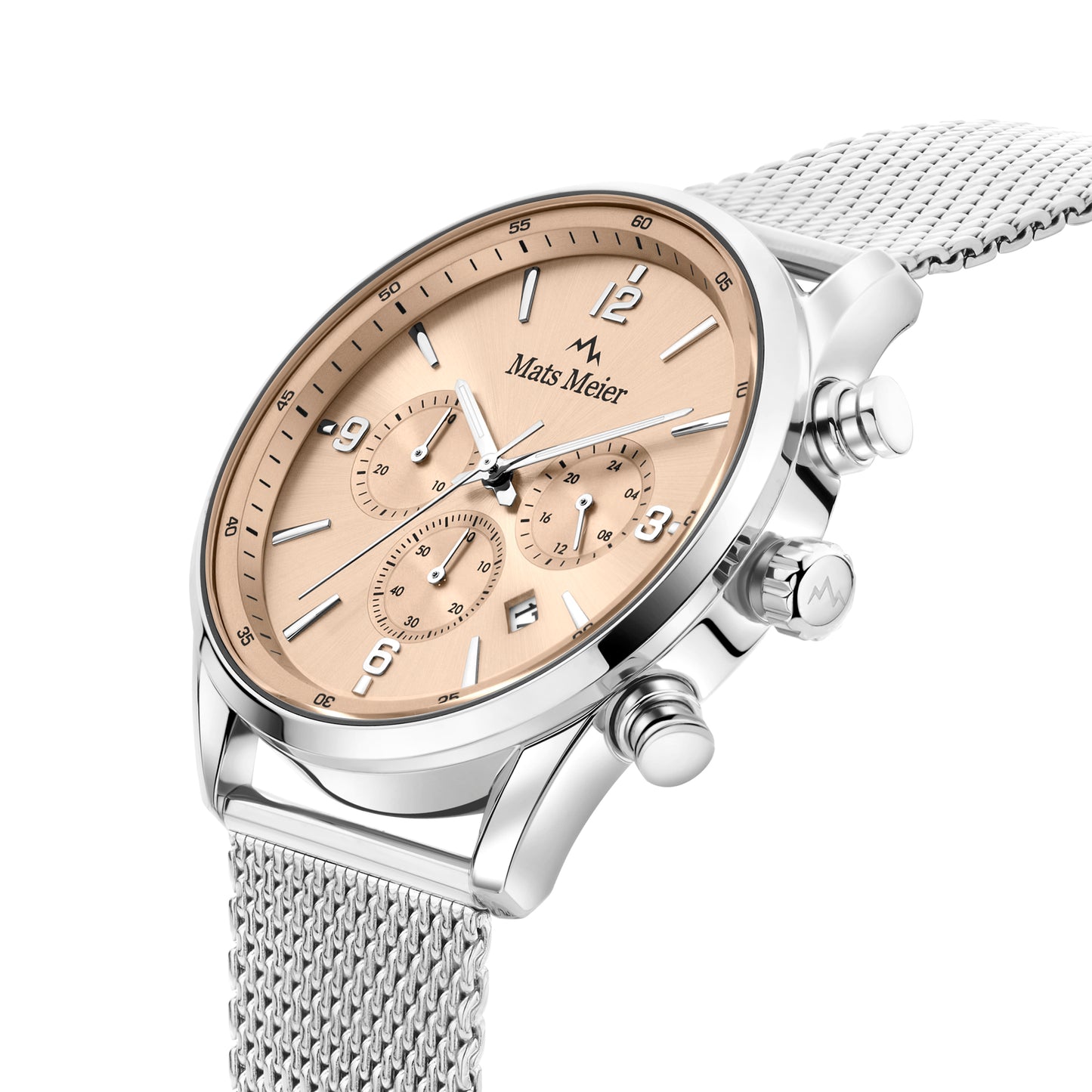 Grand Cornier chronograph men's watch silver colored with taupe
