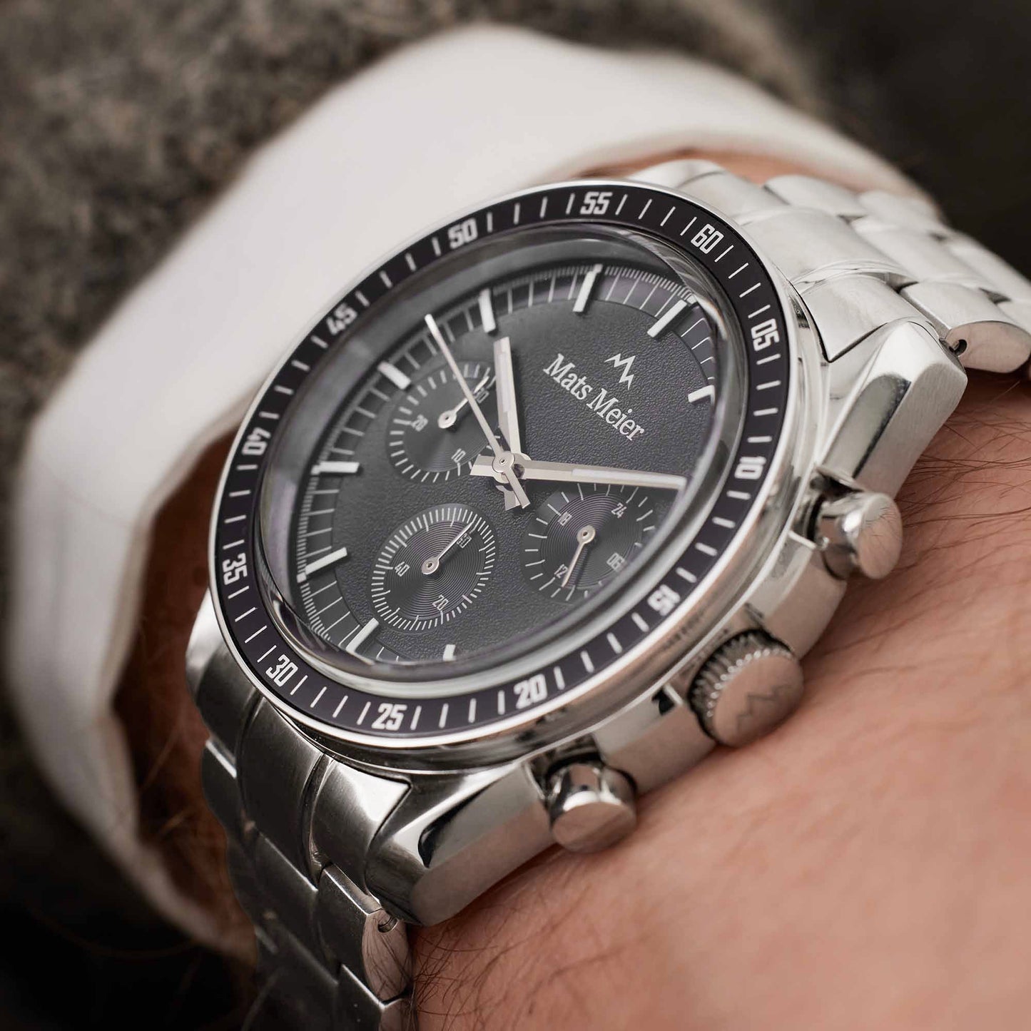 Arosa Racing chronograph mens watch silver coloured and black