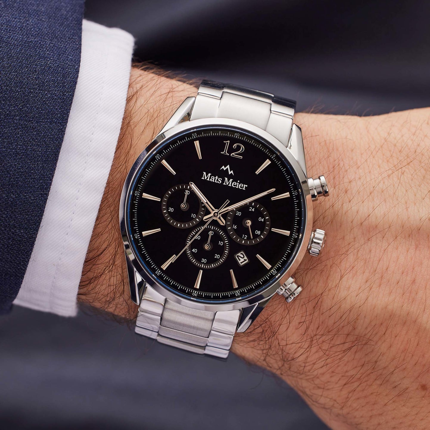 Grand Cornier chronograph mens watch black / silver colored