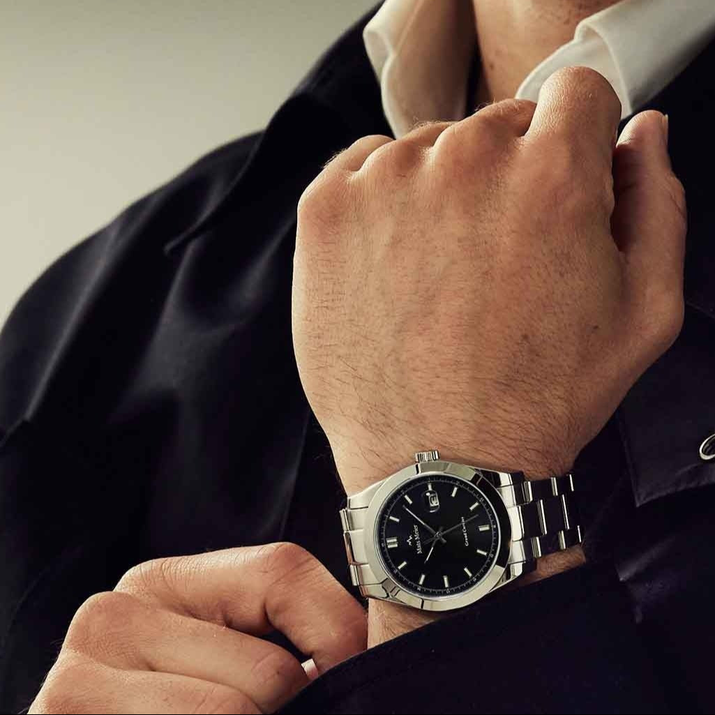 Grand Cornier mens watch silver coloured and black