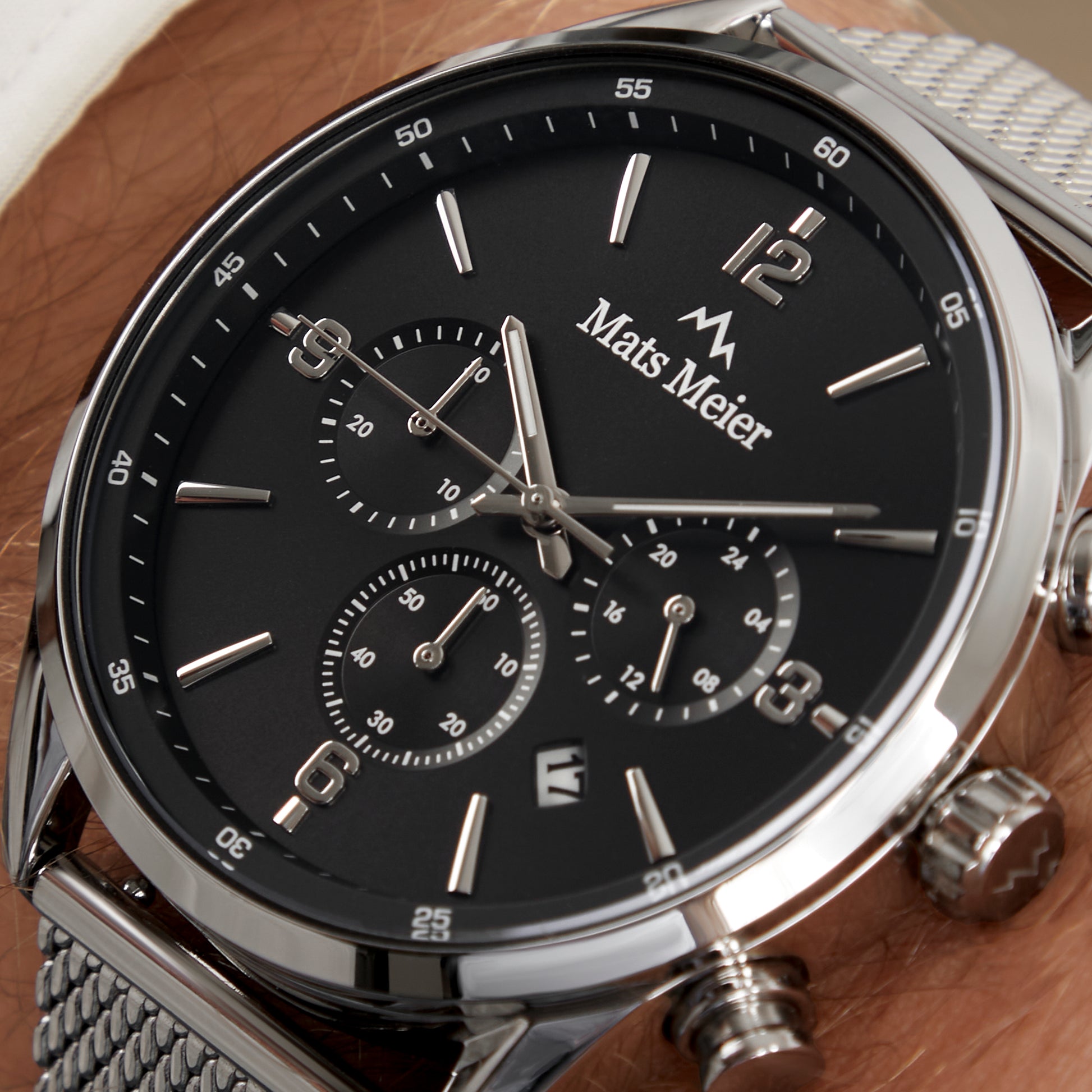 Grand Cornier chronograph men's watch silver colored with black