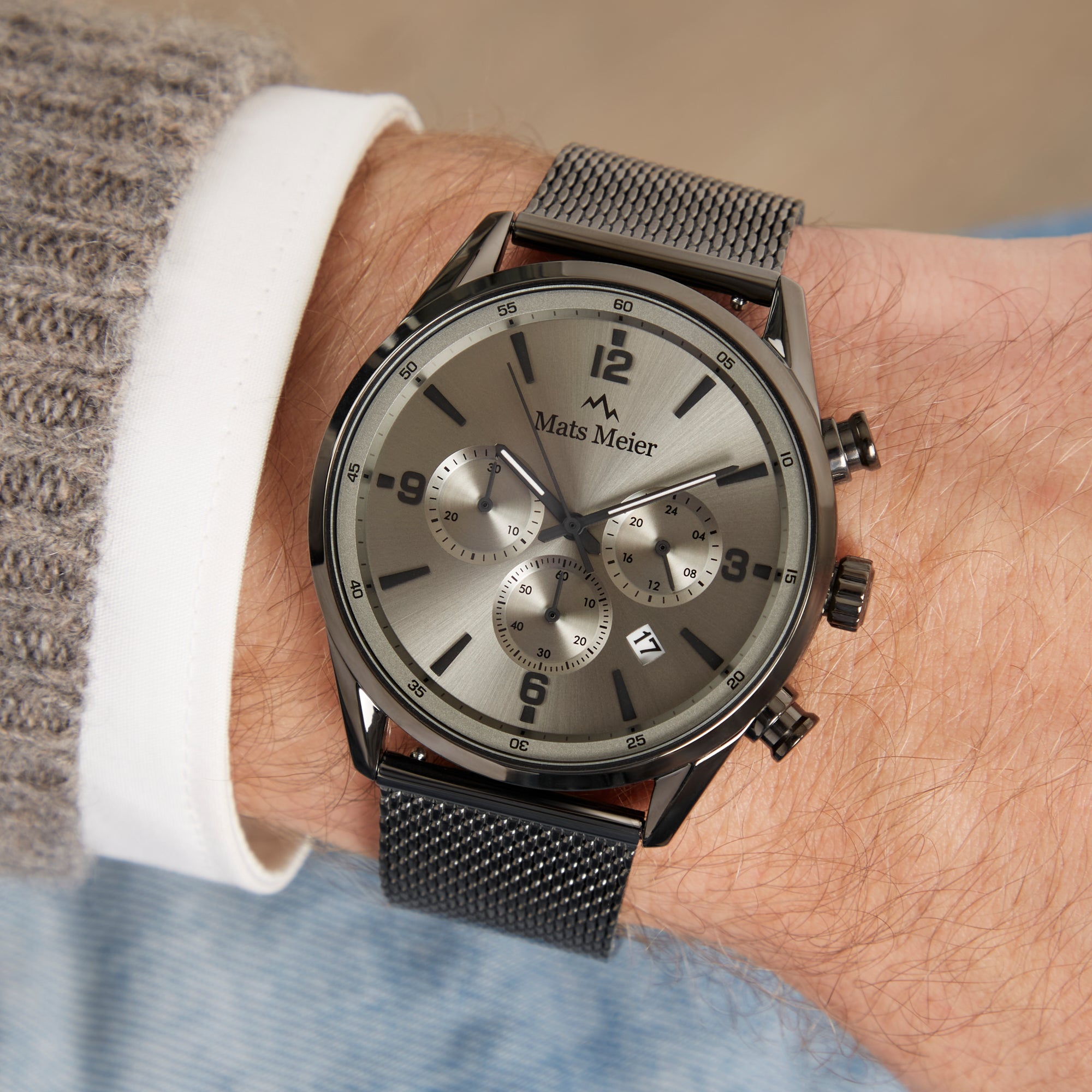 Grand Cornier chronograph men's watch gun metal colored – Mats Meier