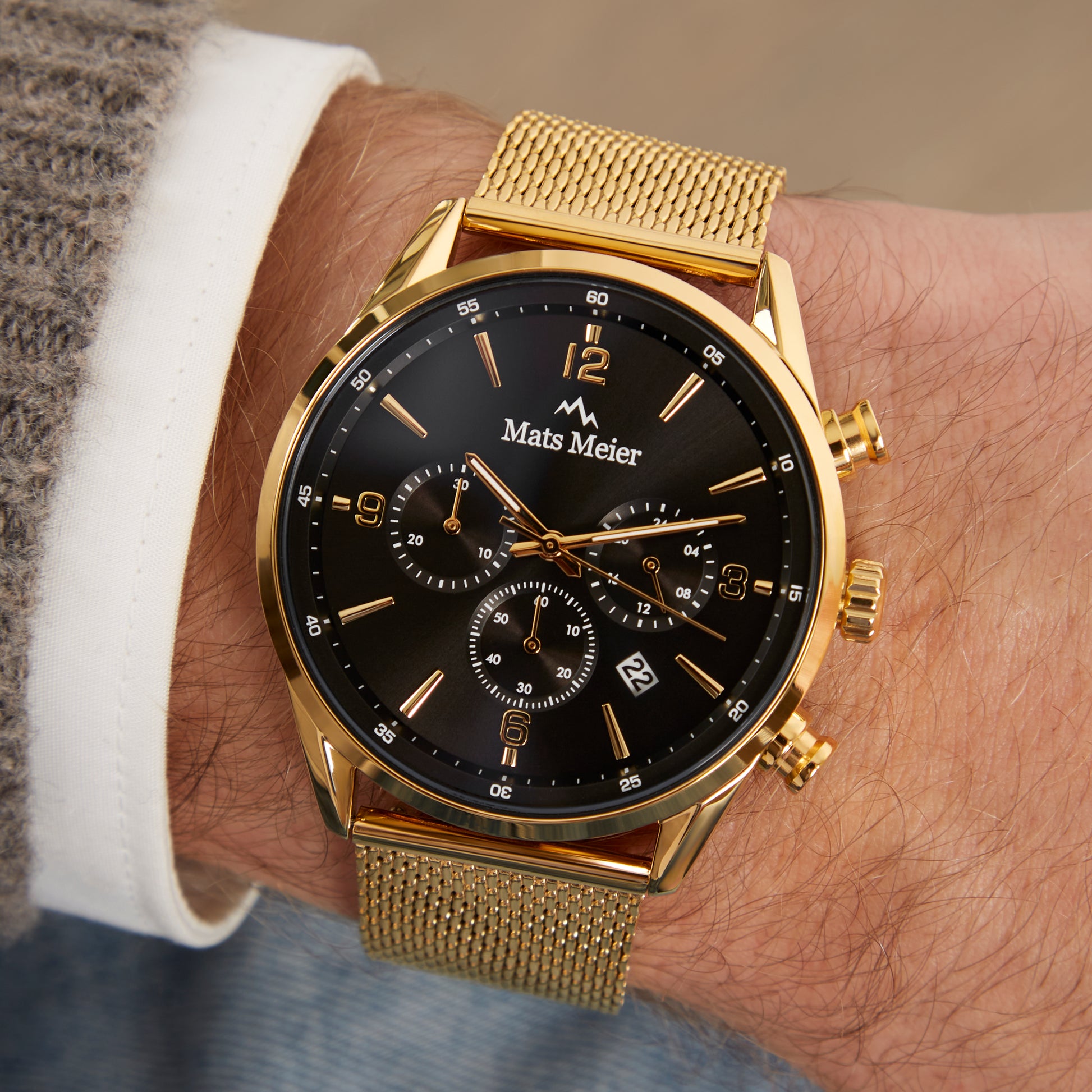 Grand Combin chronograph mens watch and watch box gift set