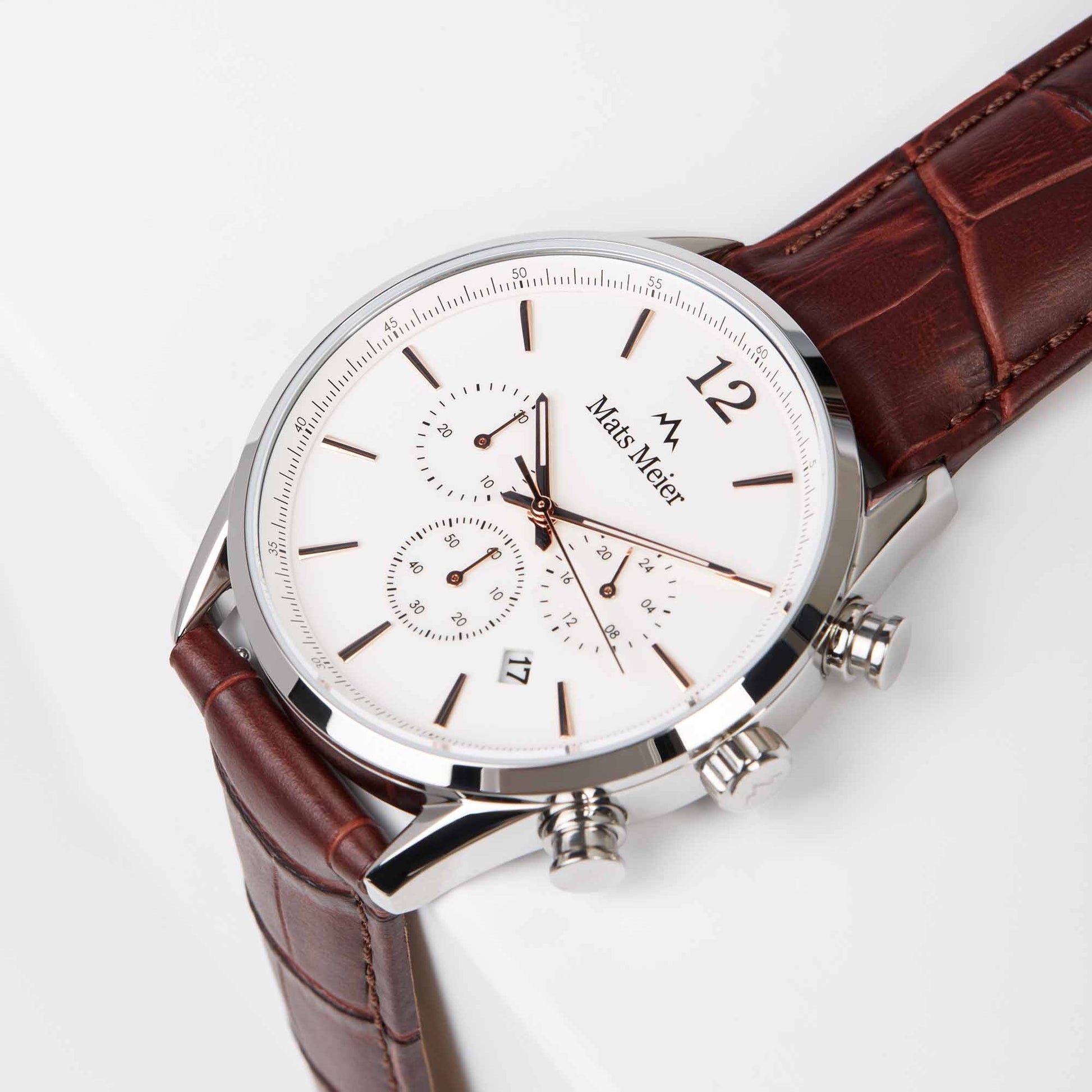 Grand Cornier chronograph mens watch white / brown   