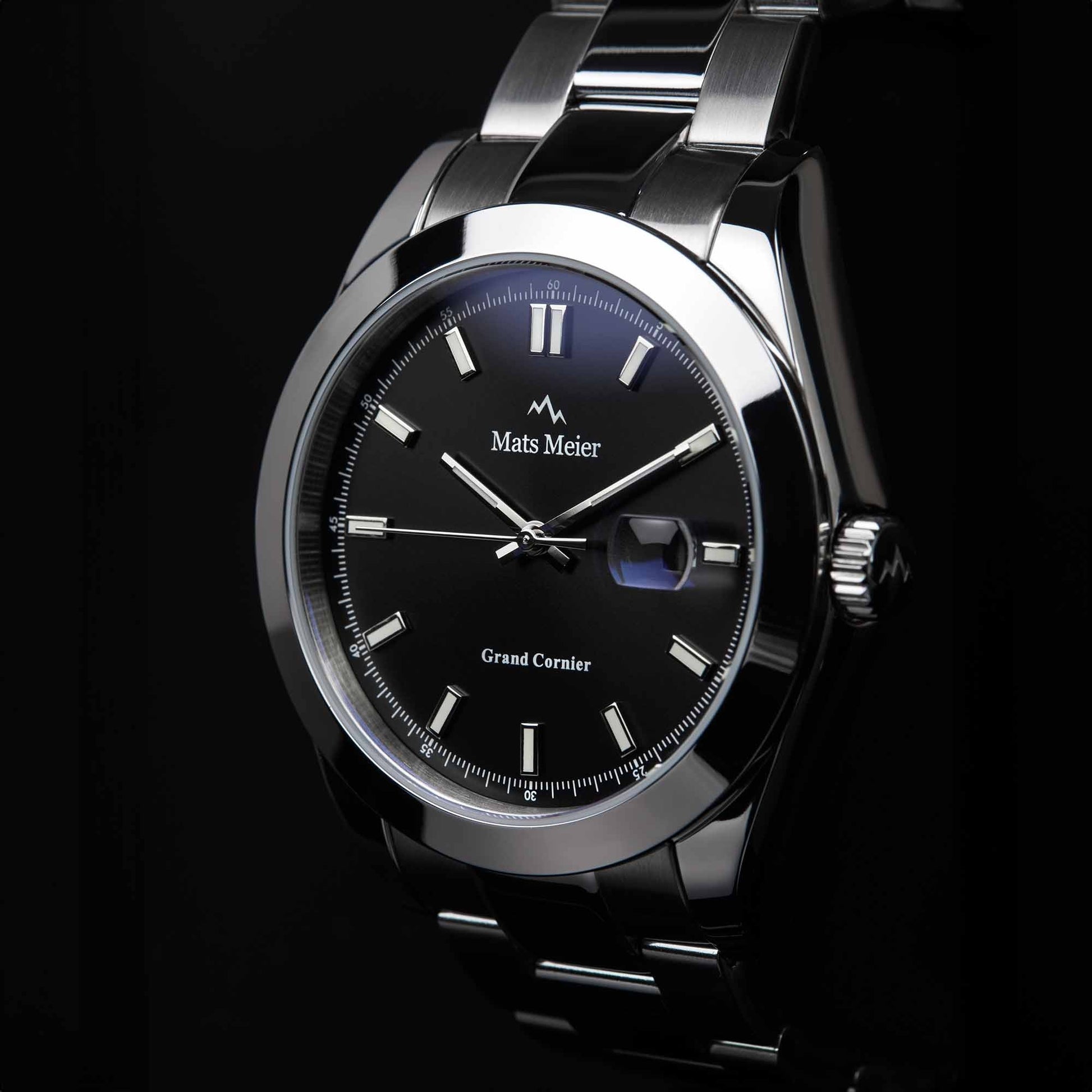 Grand Cornier mens watch silver coloured and black   