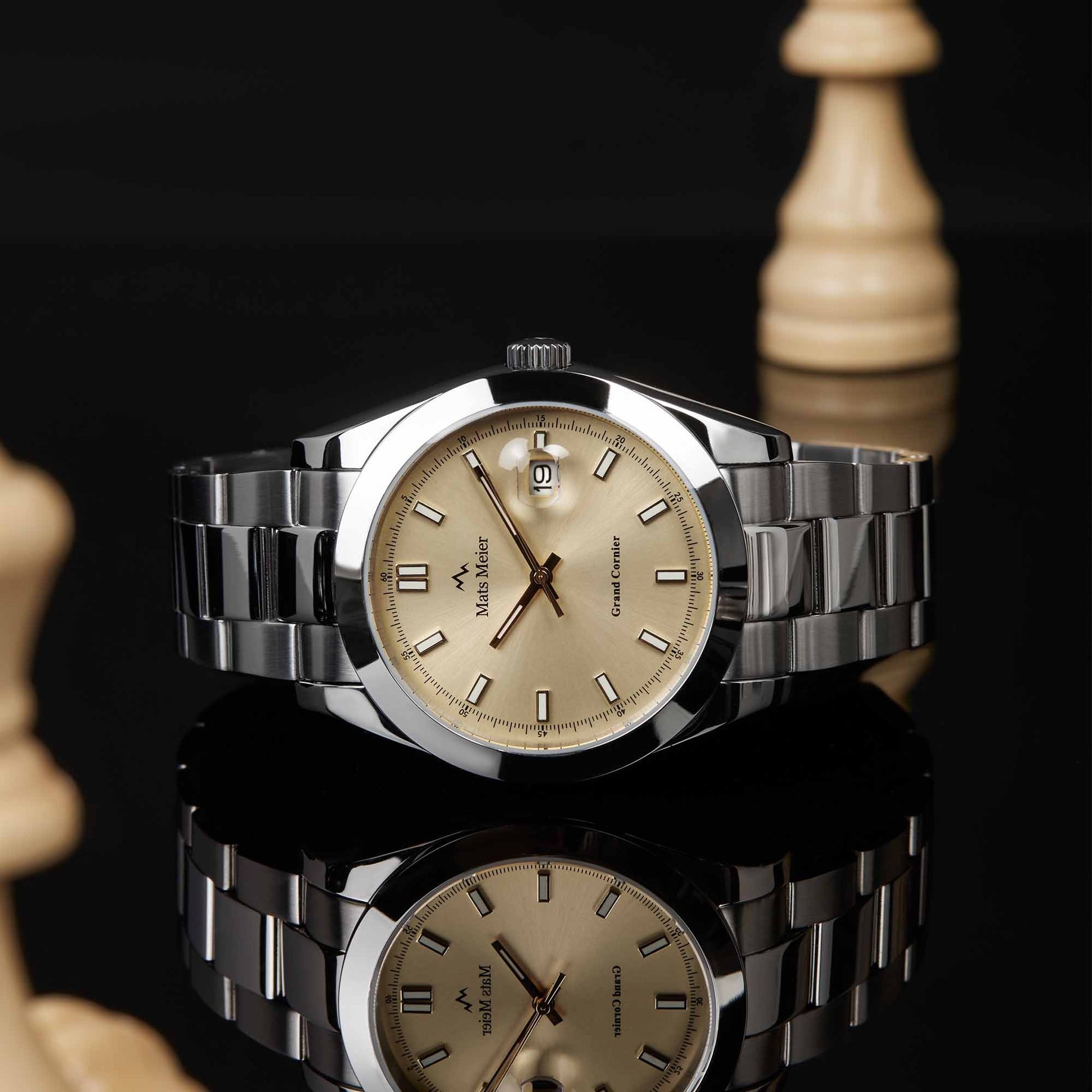 Grand Cornier mens watch silver coloured and taupe   