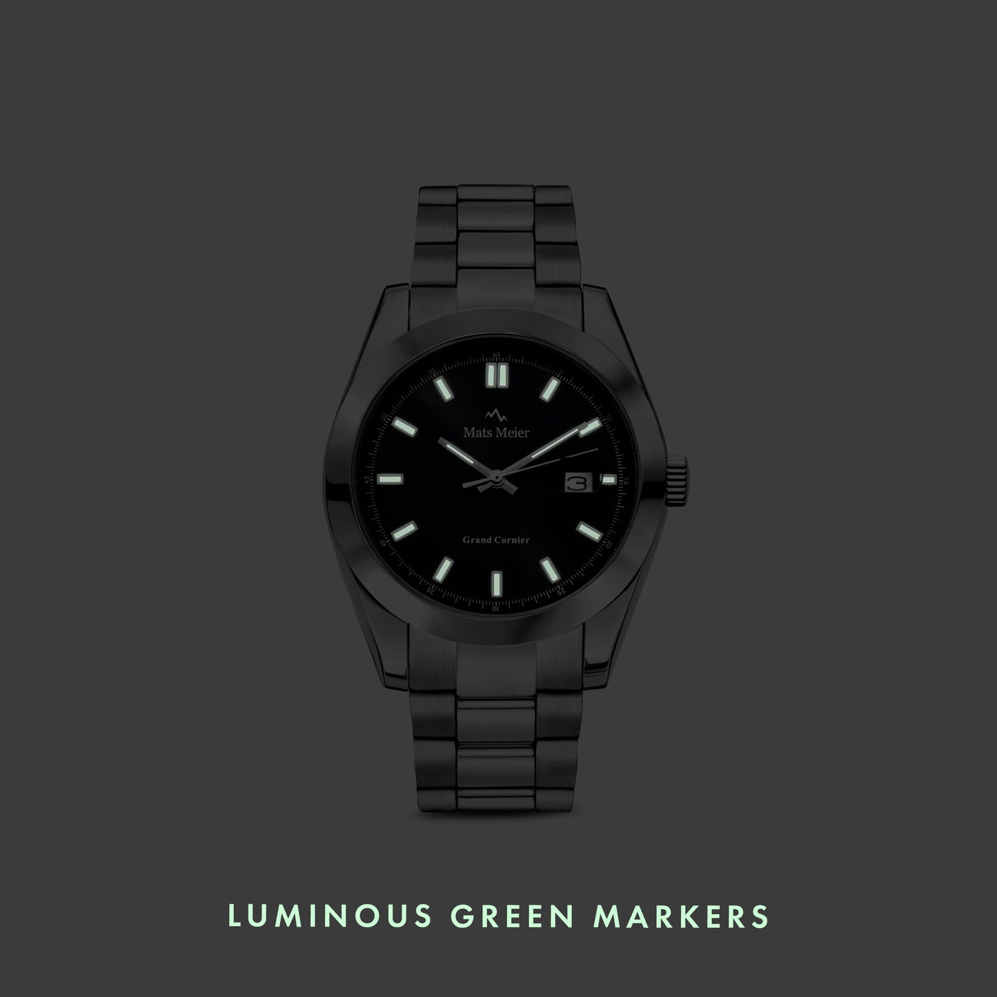 Grand Cornier mens watch silver coloured and green