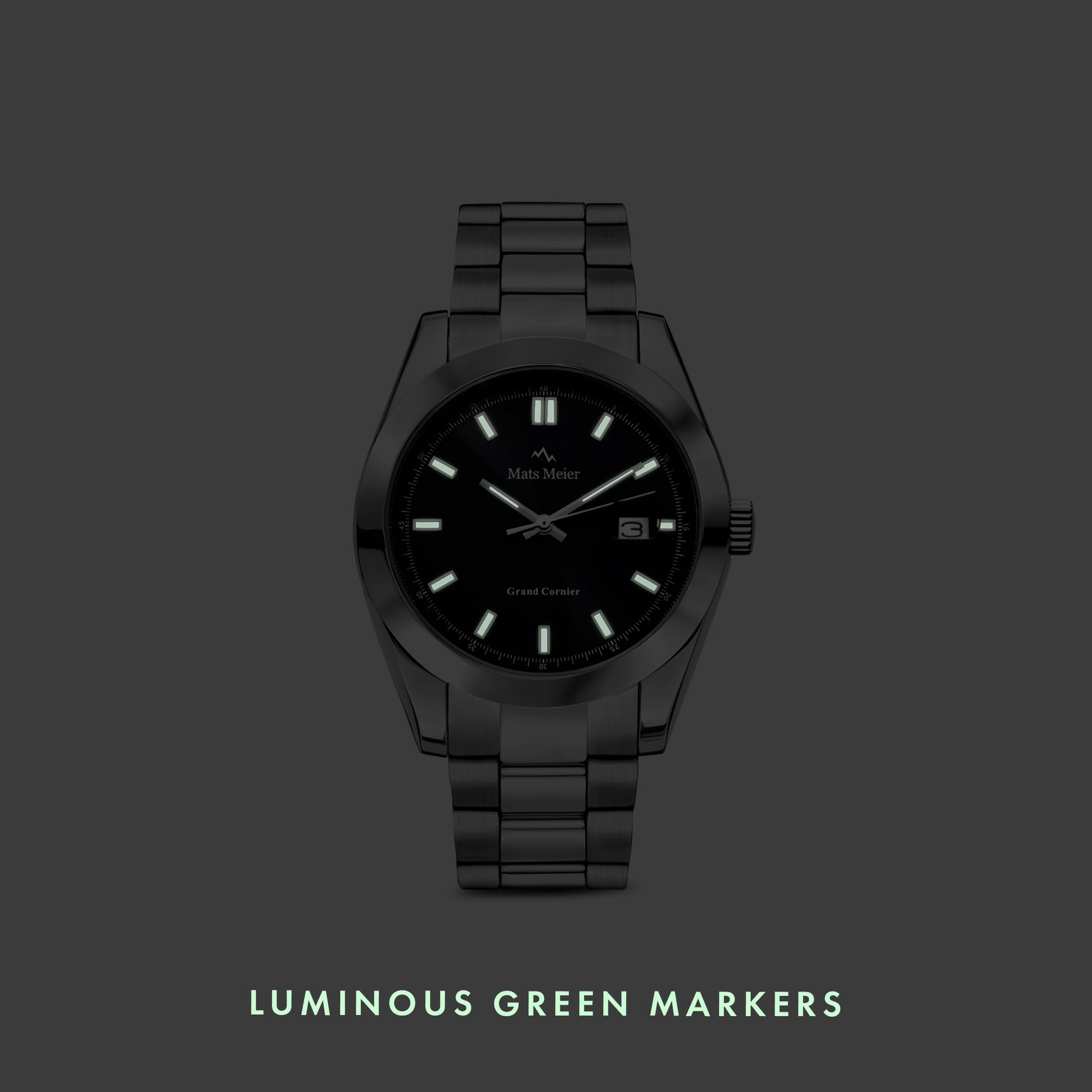 Grand Cornier mens watch silver coloured and green