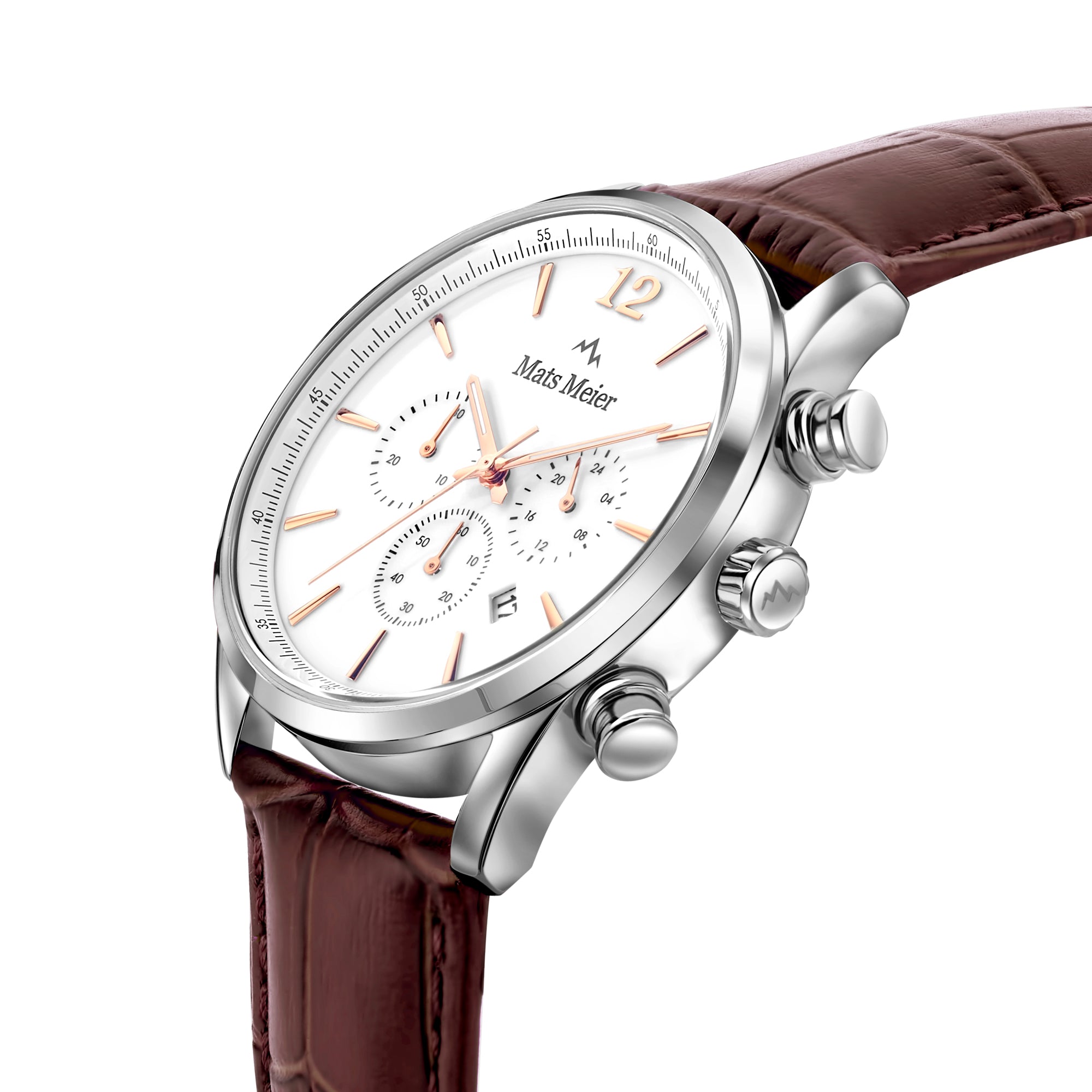 Grand Cornier chronograph watch white/rose/brown – Mats Meier