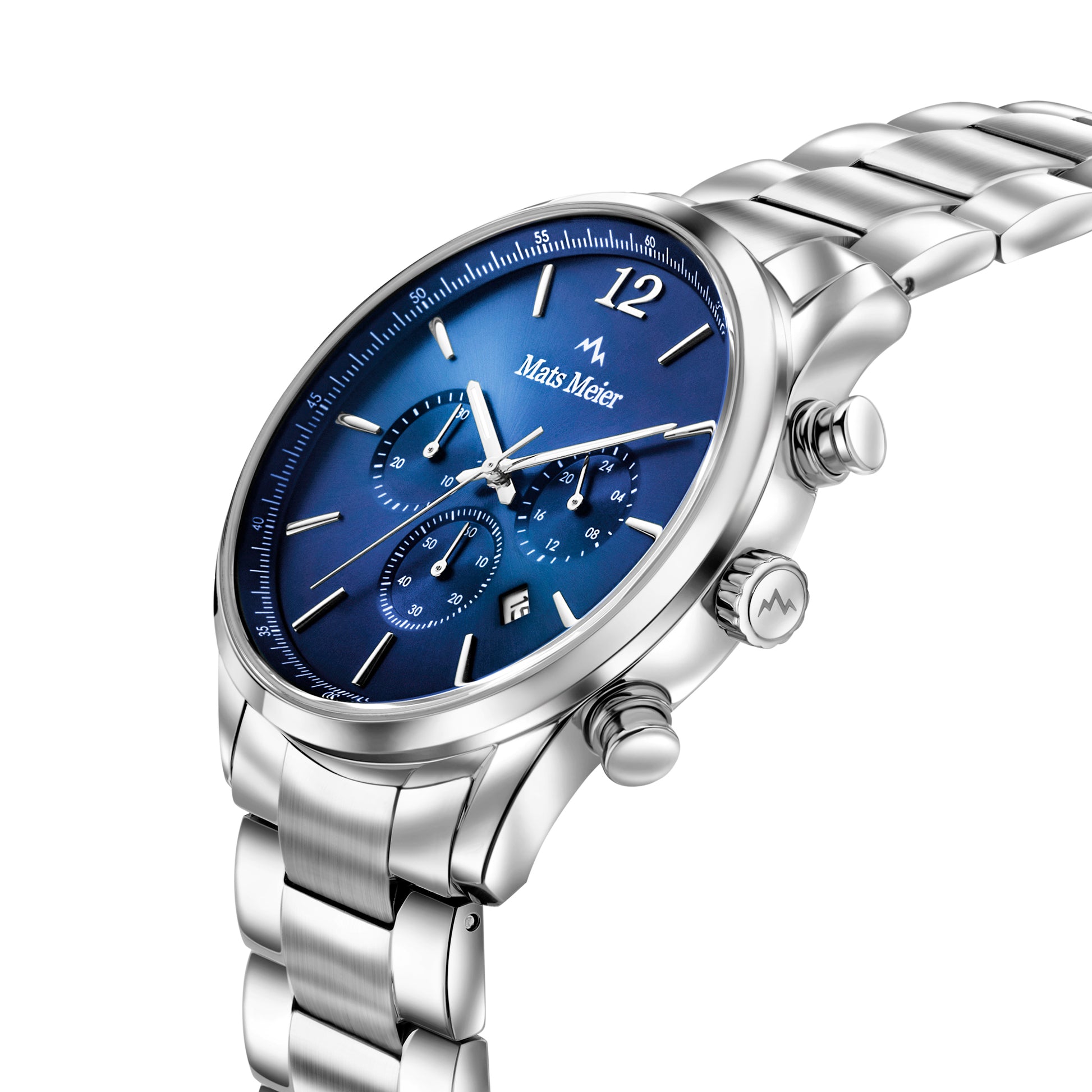 Grand Cornier chronograph mens watch blue / silver colored   