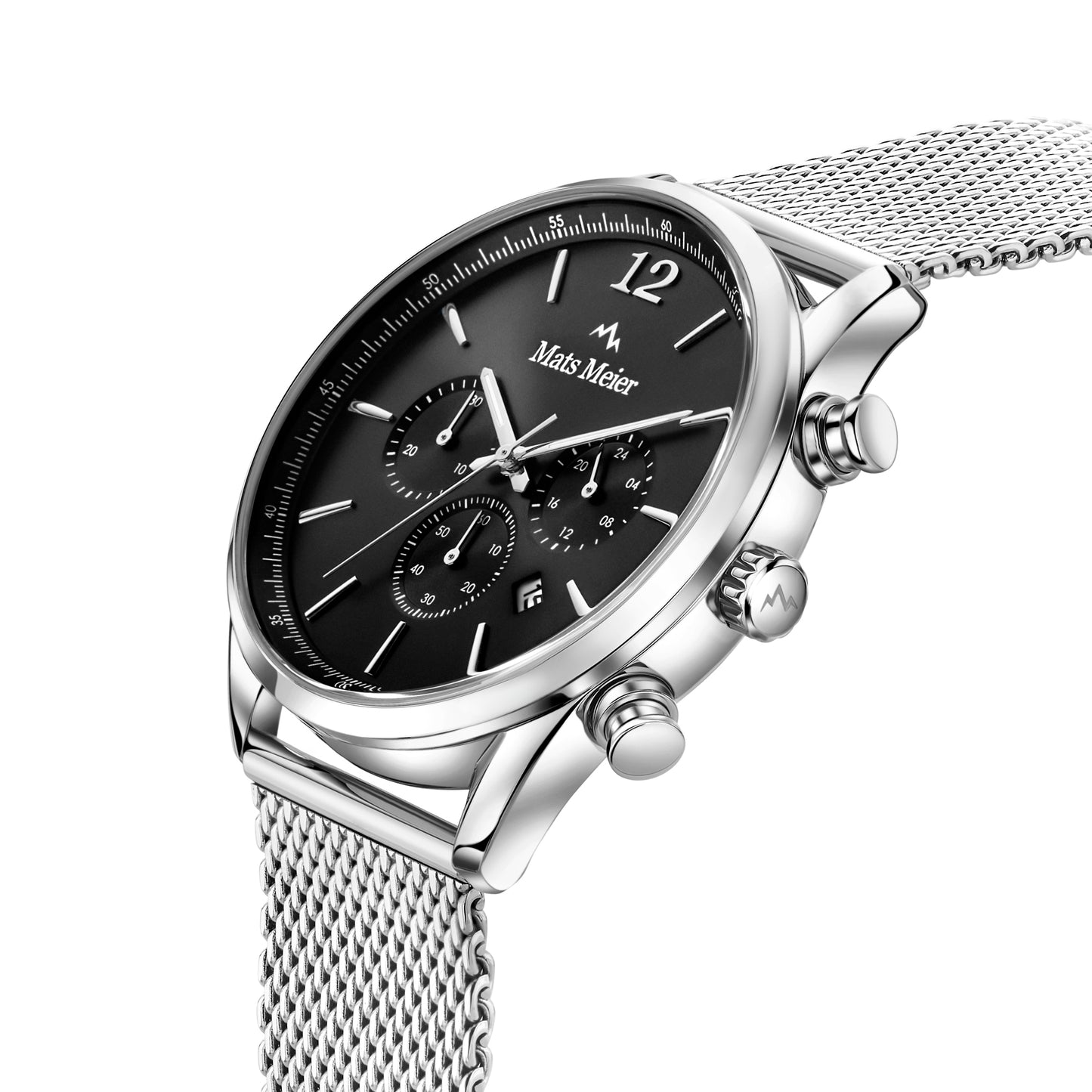 Grand Cornier chronograph mens watch black / silver colored mesh