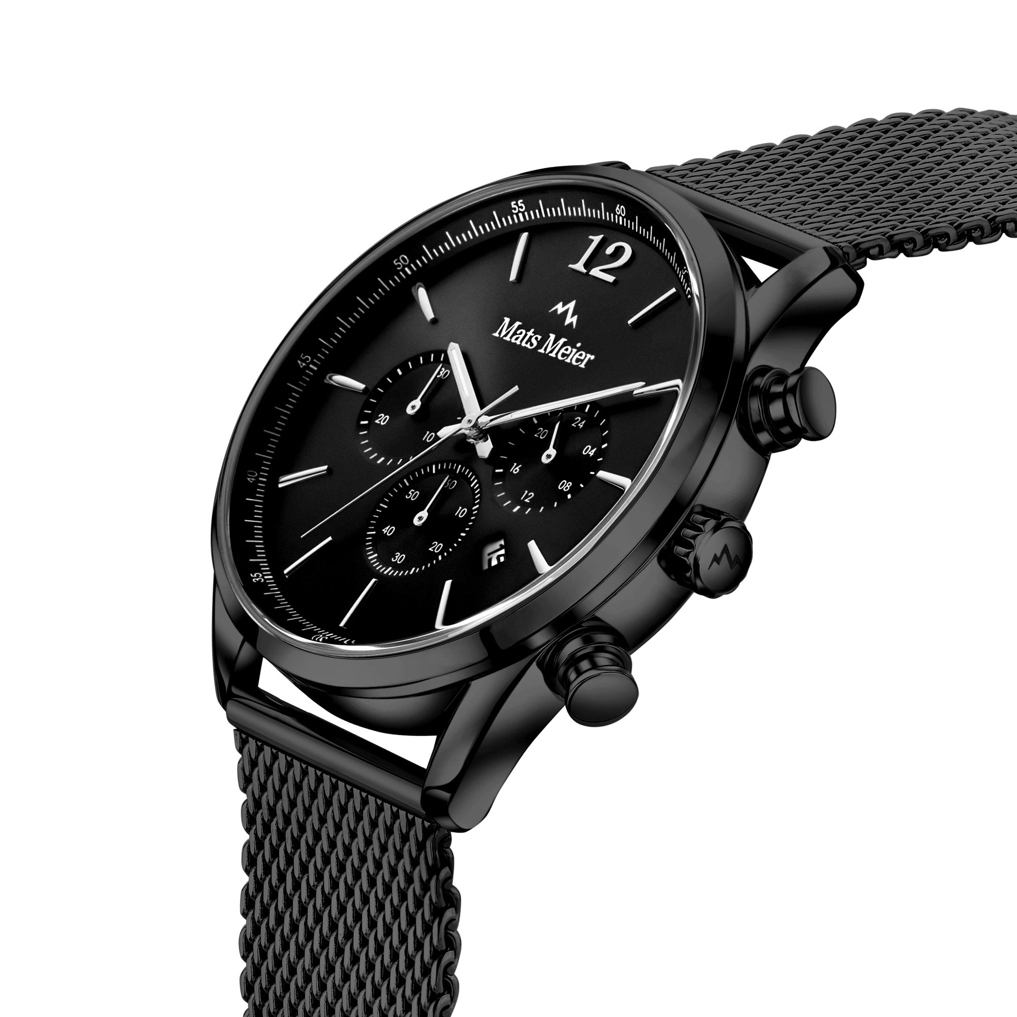 Matte black chronograph watch outlet