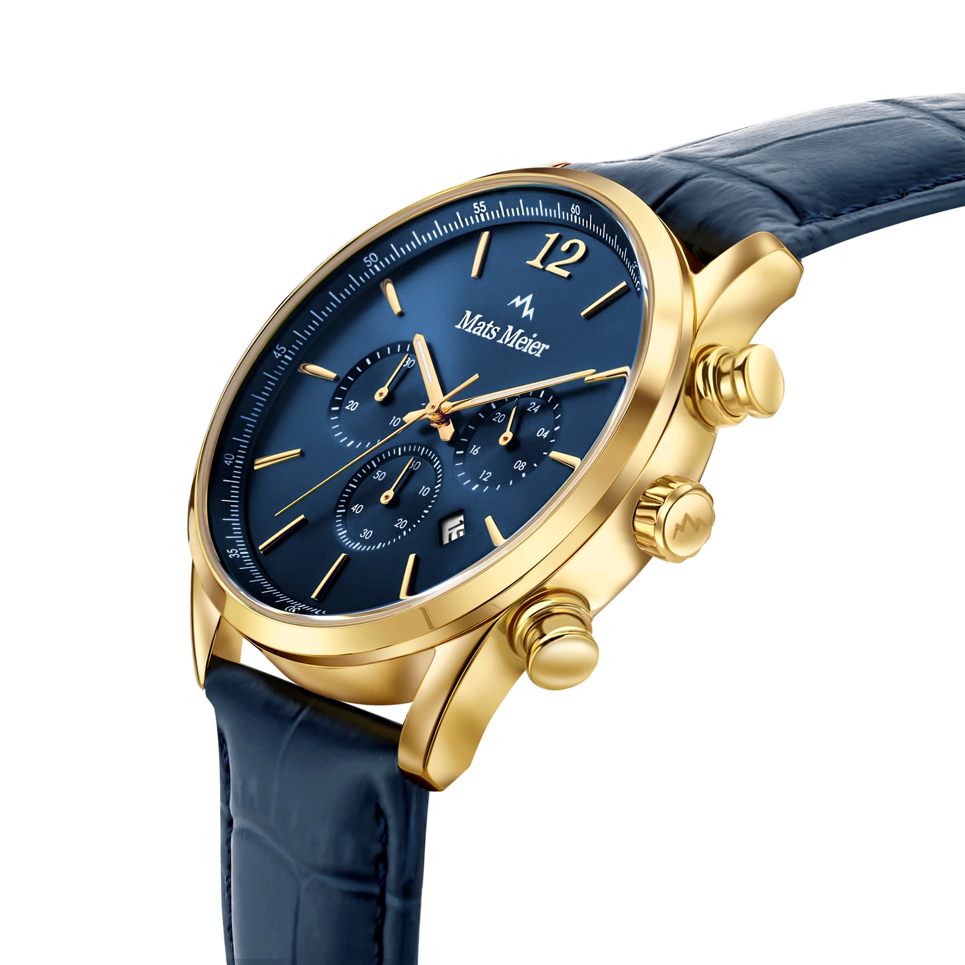 Grand Cornier chronograph mens watch blue / gold colored   