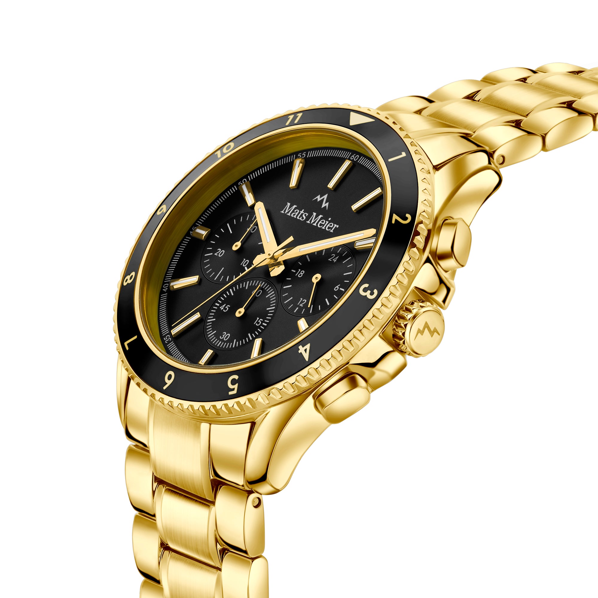 Mats Meier - chronograph mens watch gold coloured black MM00509