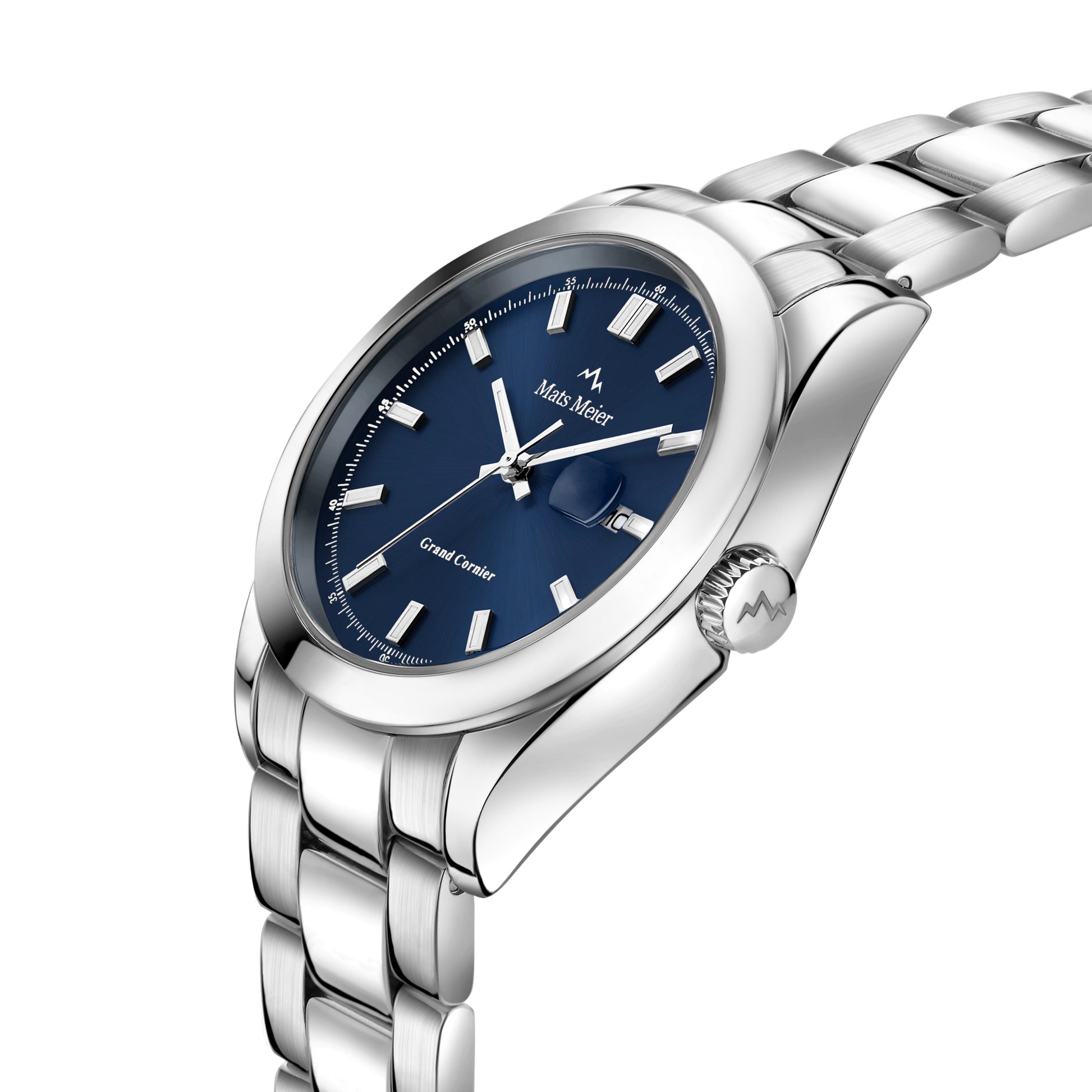 Grand Cornier mens watch silver coloured and cobalt   