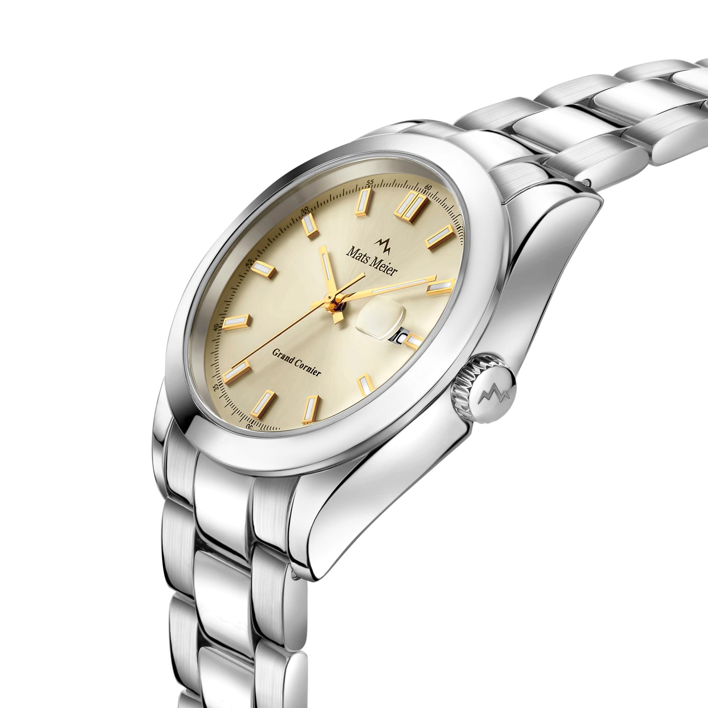 Grand Cornier mens watch silver coloured and taupe   