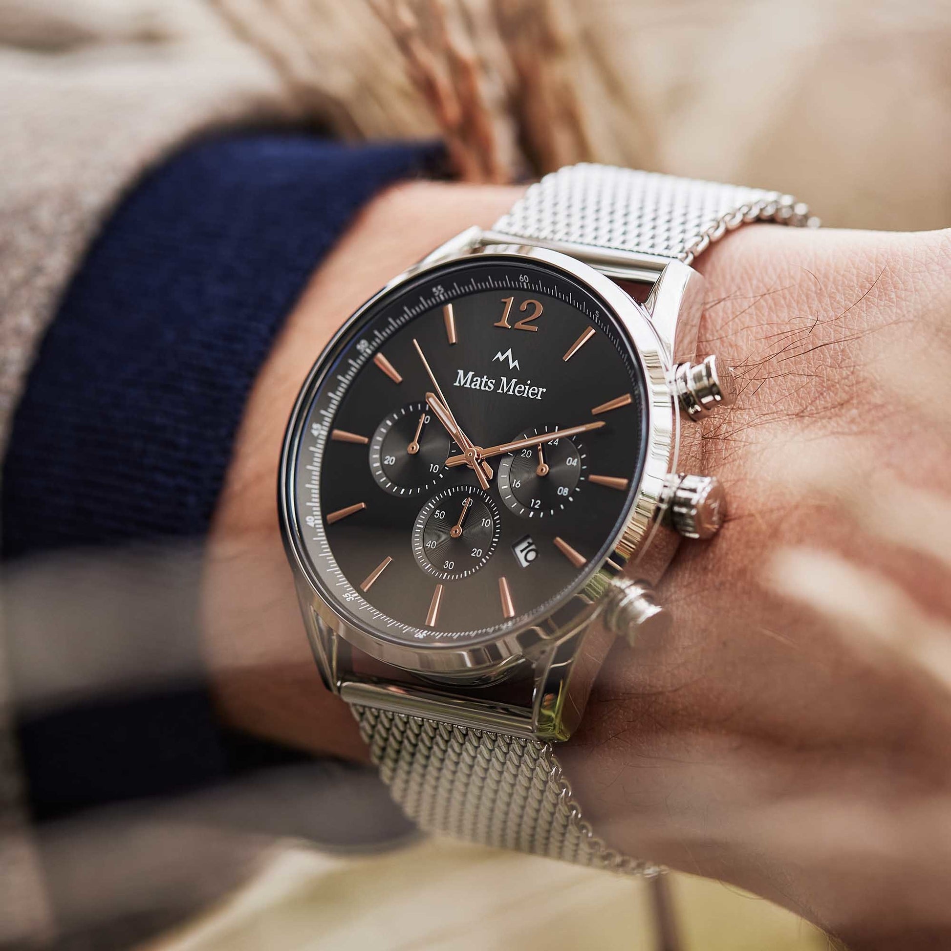 Grand Combin chronograph mens watch and watch box gift set