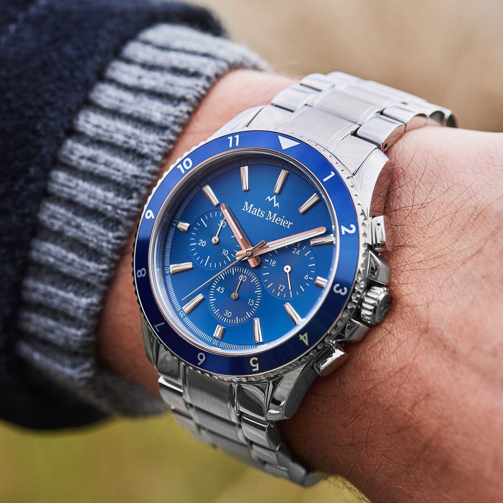 Grand Combin chronograph mens watch and watch box gift set