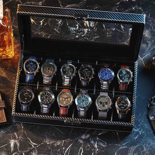 Mont Fort watch box black - 12 watches   