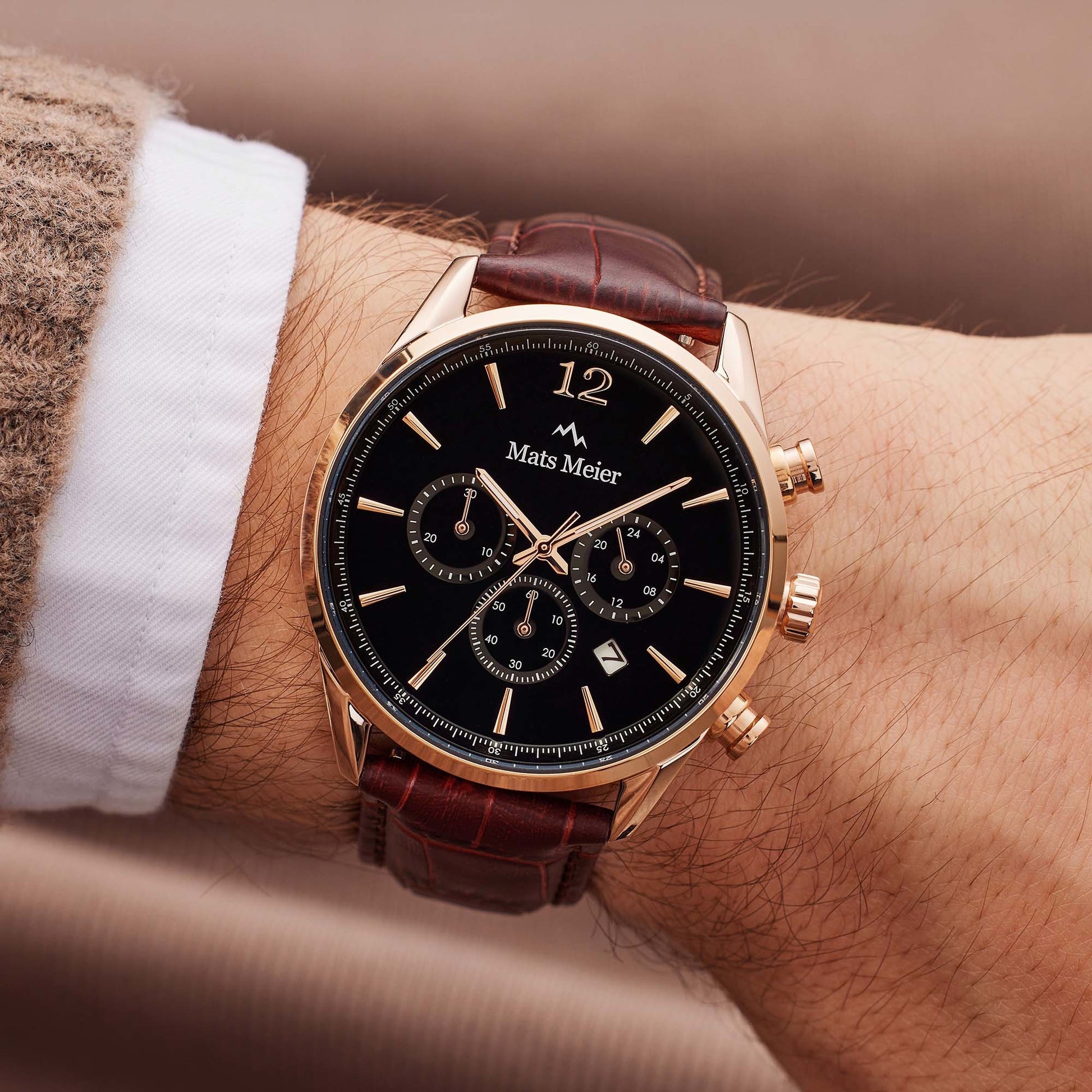 Grand Cornier chronograph mens watch black / brown   