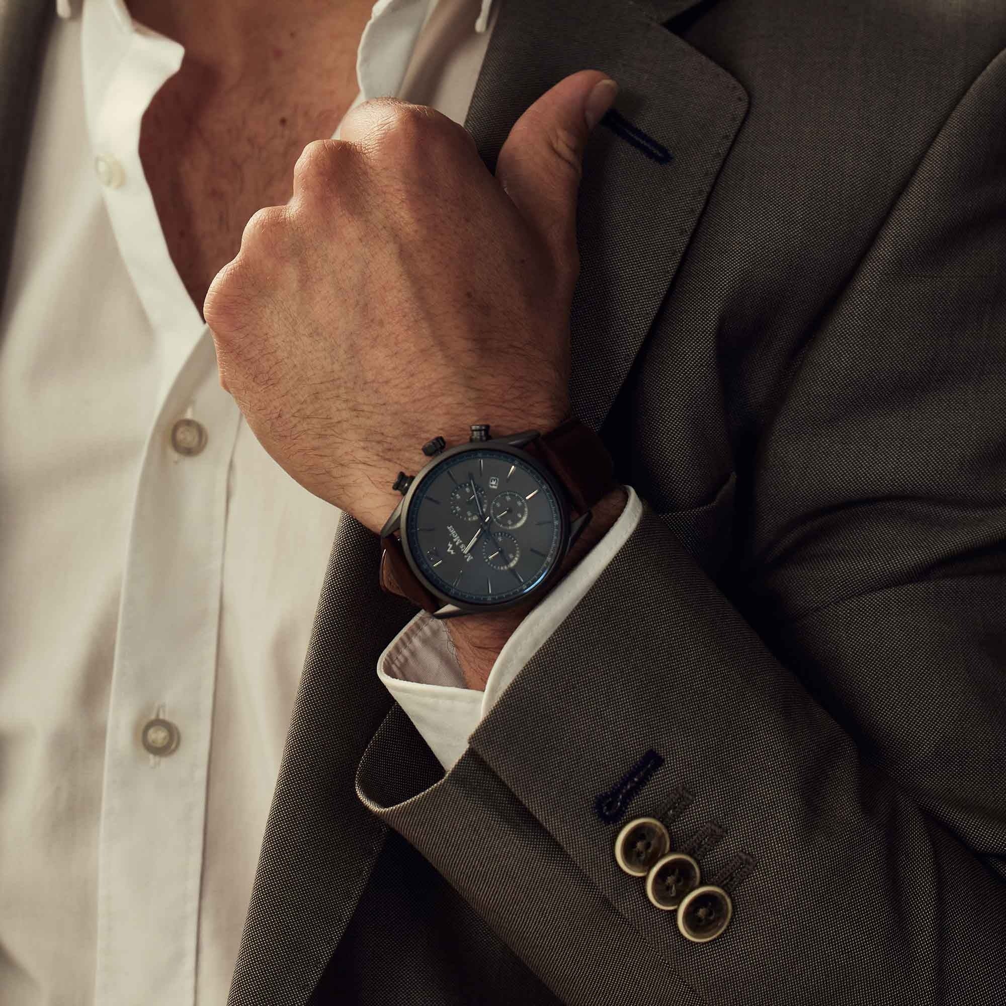 Grand Cornier chronograph watch gunmetal/dark brown – Mats Meier