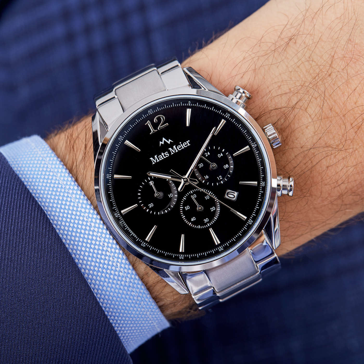 Grand Cornier chronograph mens watch black / silver colored   