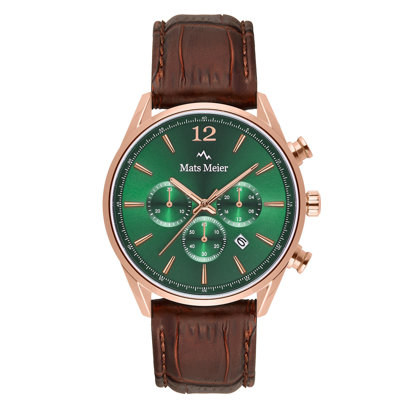 Grand Cornier chronograph mens watch green / rose gold colored / brown   