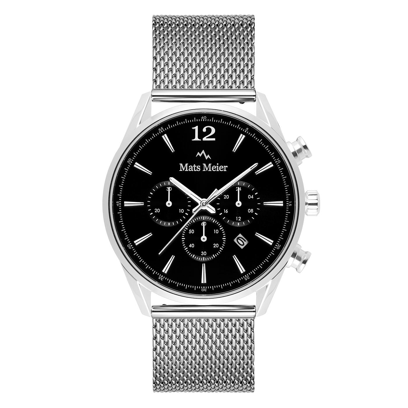 Grand Cornier chronograph mens watch black / silver colored mesh