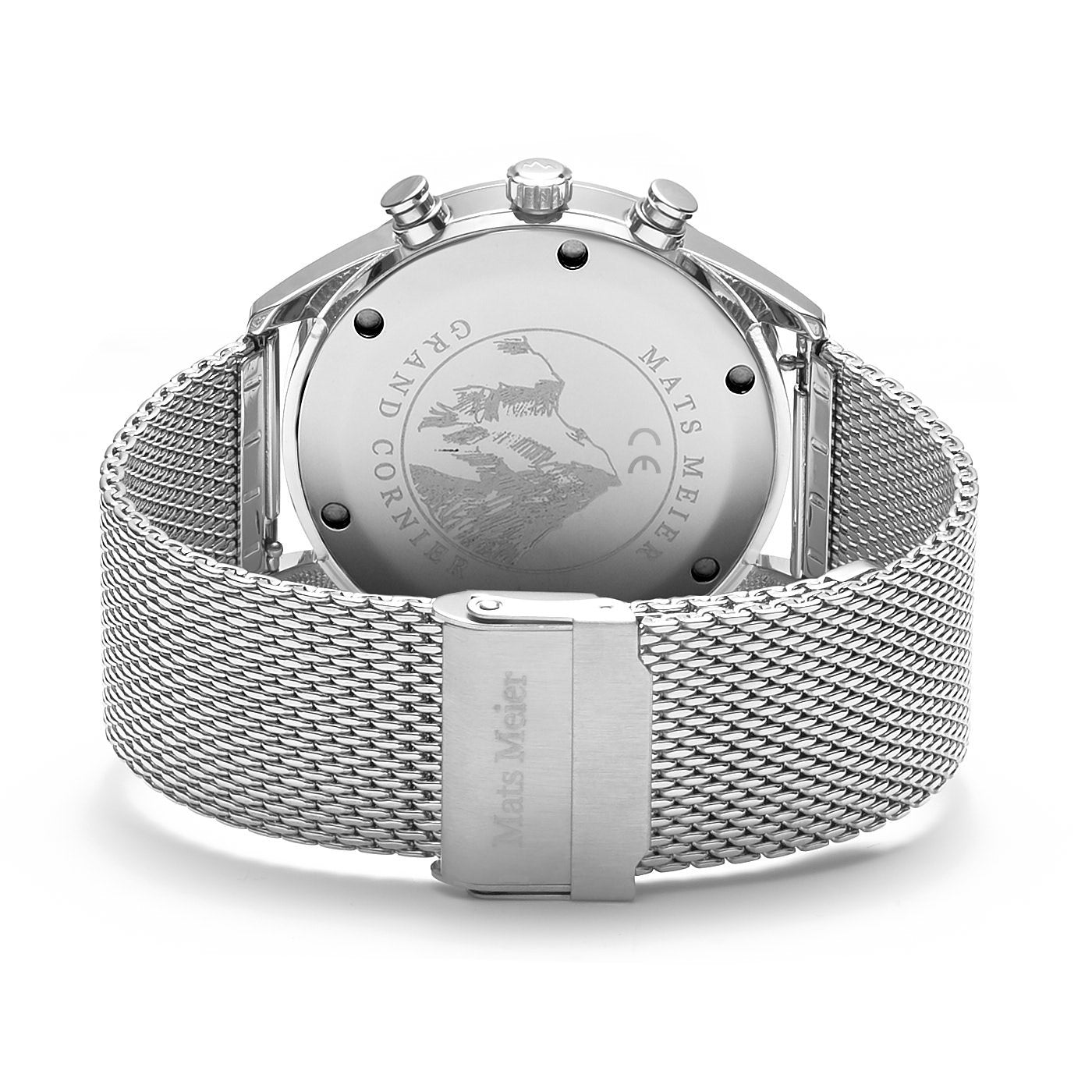Grand Cornier chronograph mens watch black / silver colored mesh