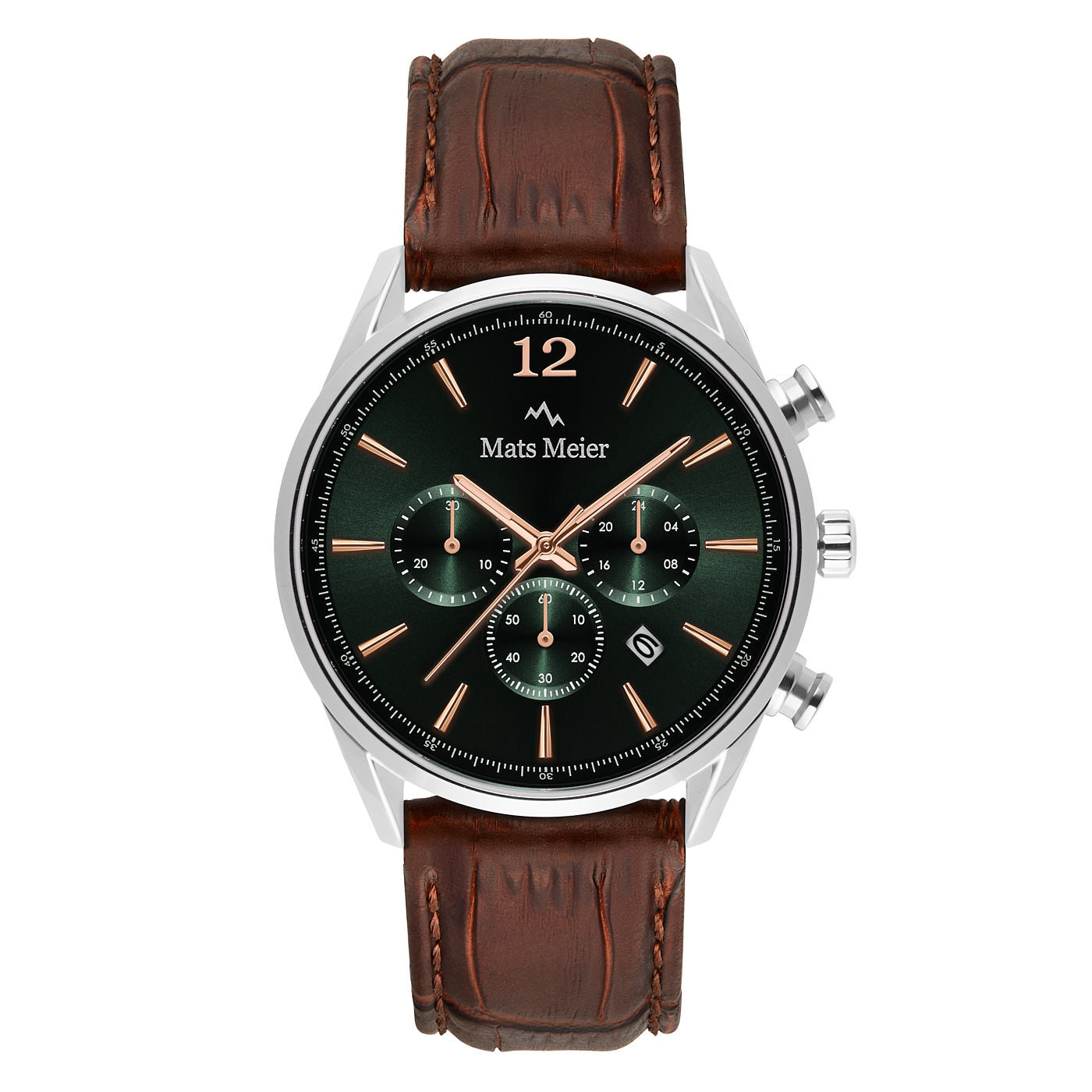 Grand Cornier chronograph mens watch green / silver colored / brown   