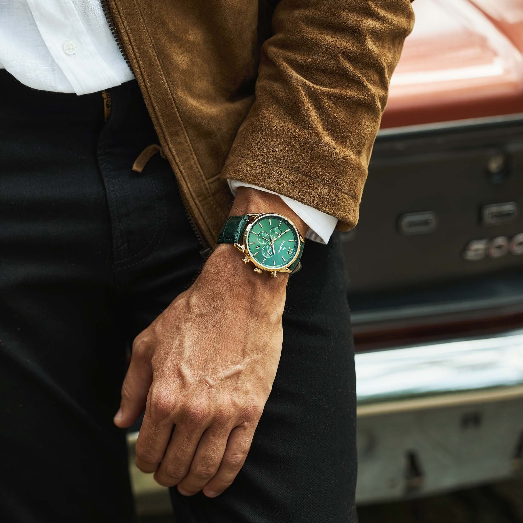 Grand Cornier chronograph watch green/gold colored – Mats Meier
