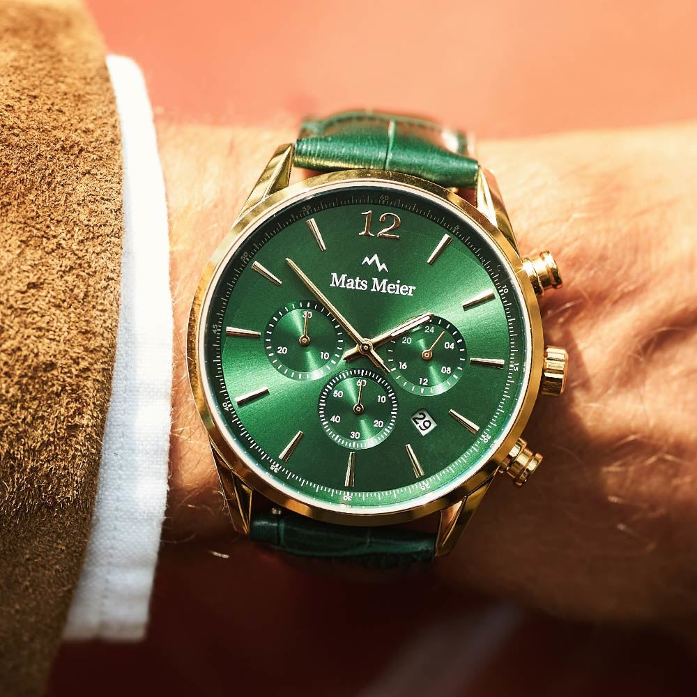 Grand Cornier chronograph mens watch green / gold colored   