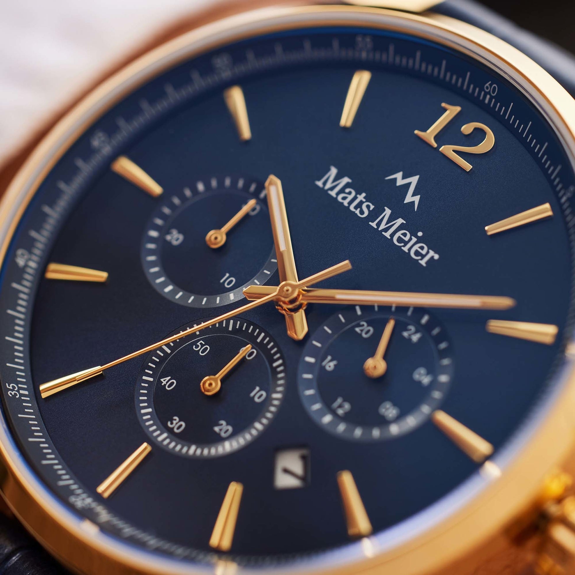 Grand Cornier chronograph mens watch blue / gold colored   