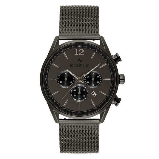 Grand Cornier chronograph mens watch matte gunmetal mesh   