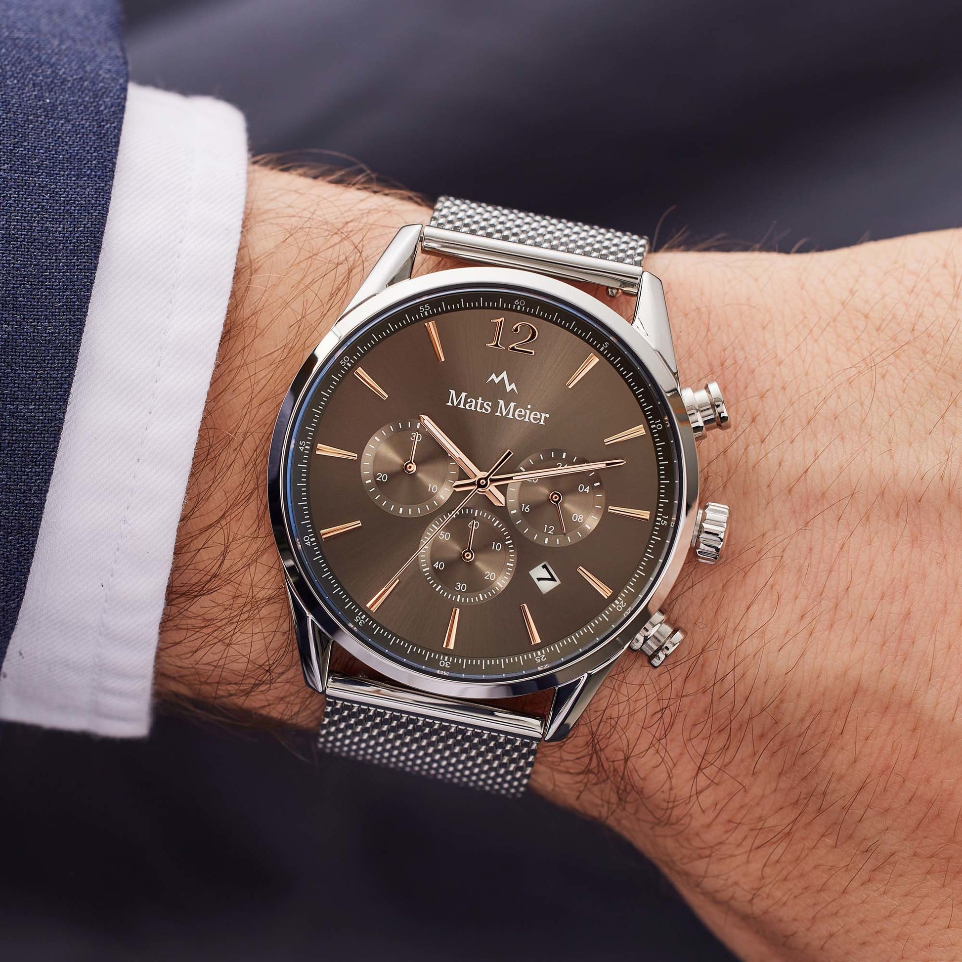 Grand Combin chronograph mens watch and watch box gift set