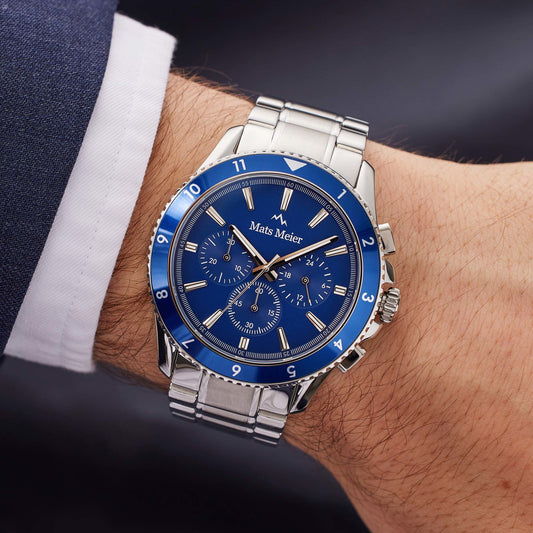 Ponte Dei Salti Chronohraph Mens Watch Silver / Bleu   