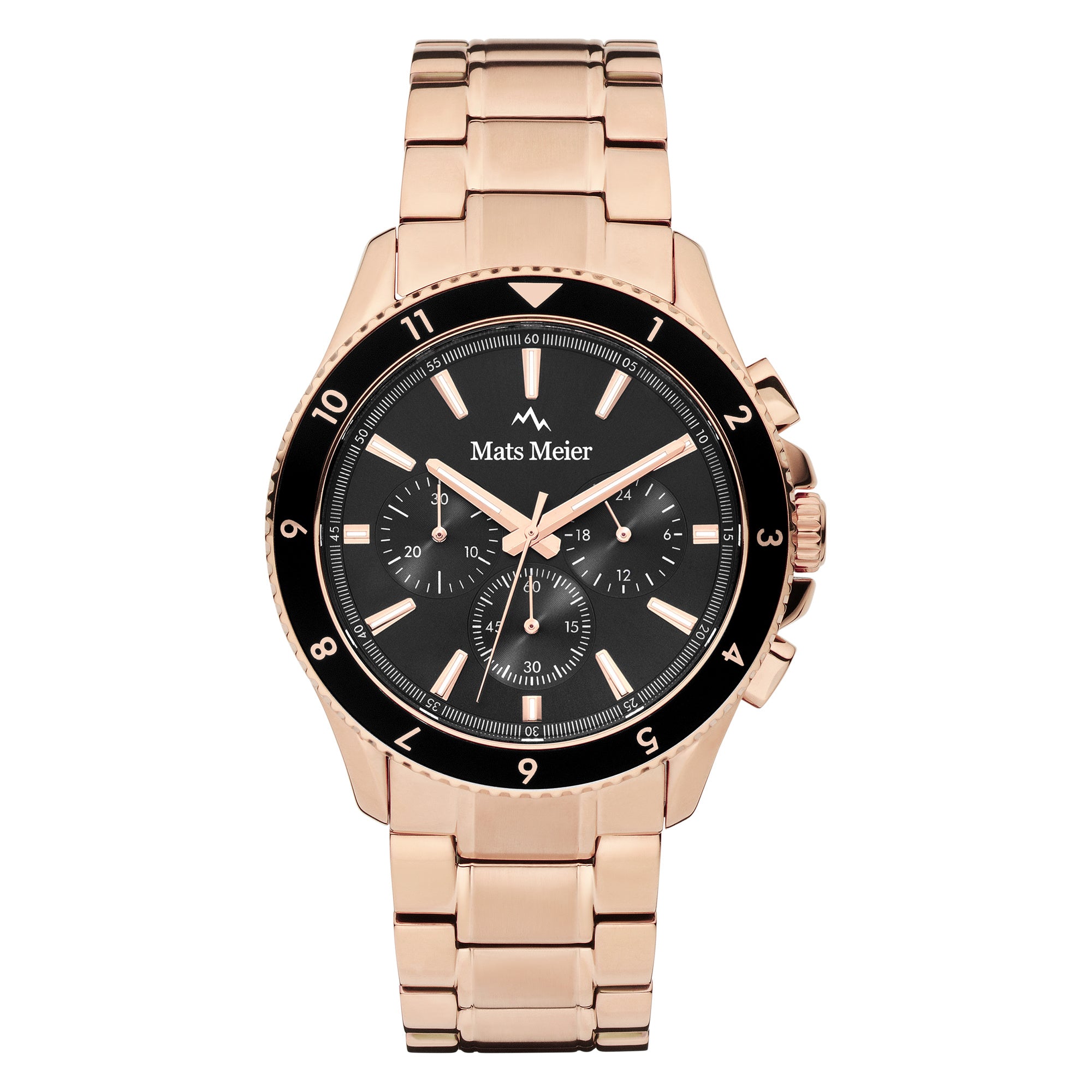 Black rose gold mens watch clearance
