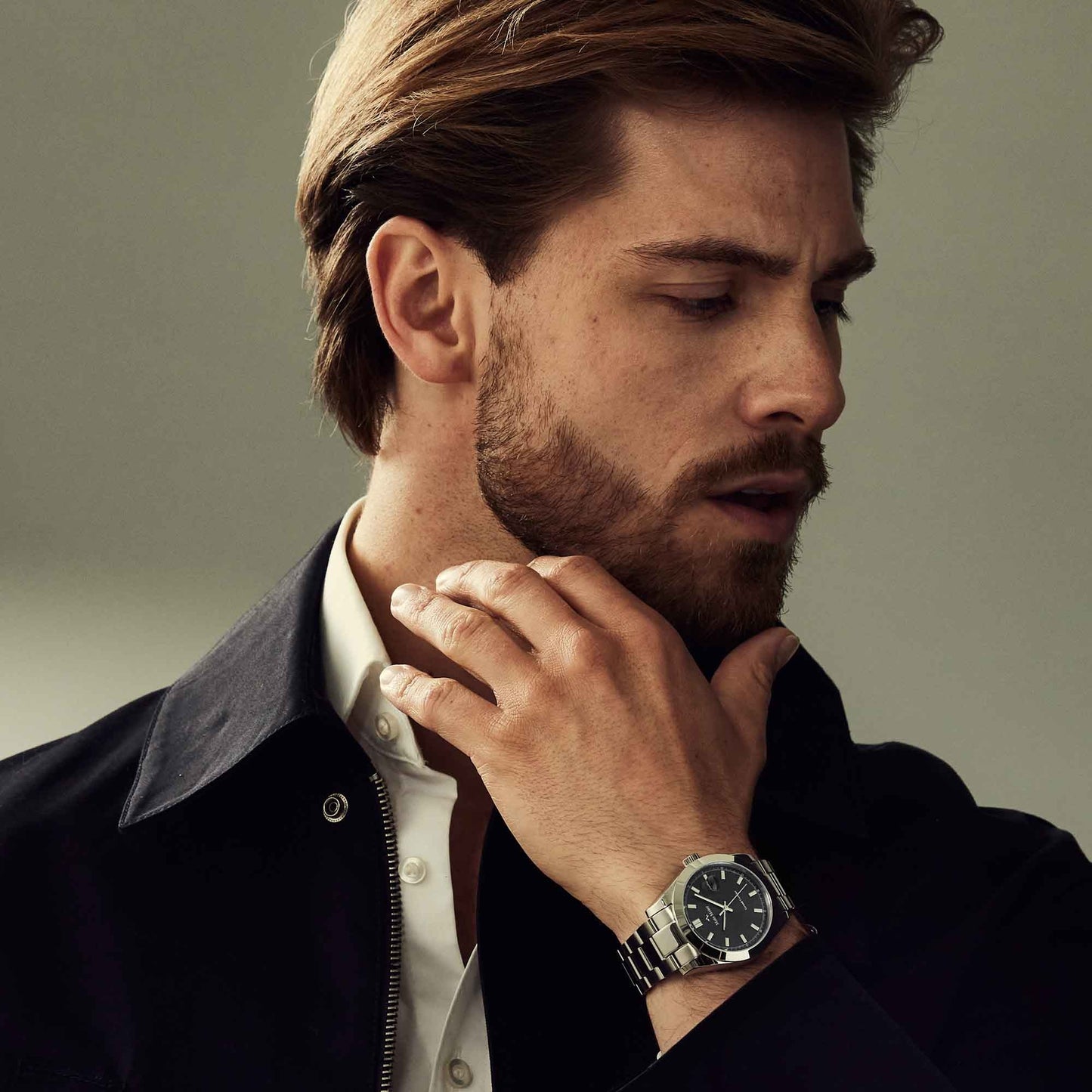 Grand Cornier mens watch silver coloured and black   