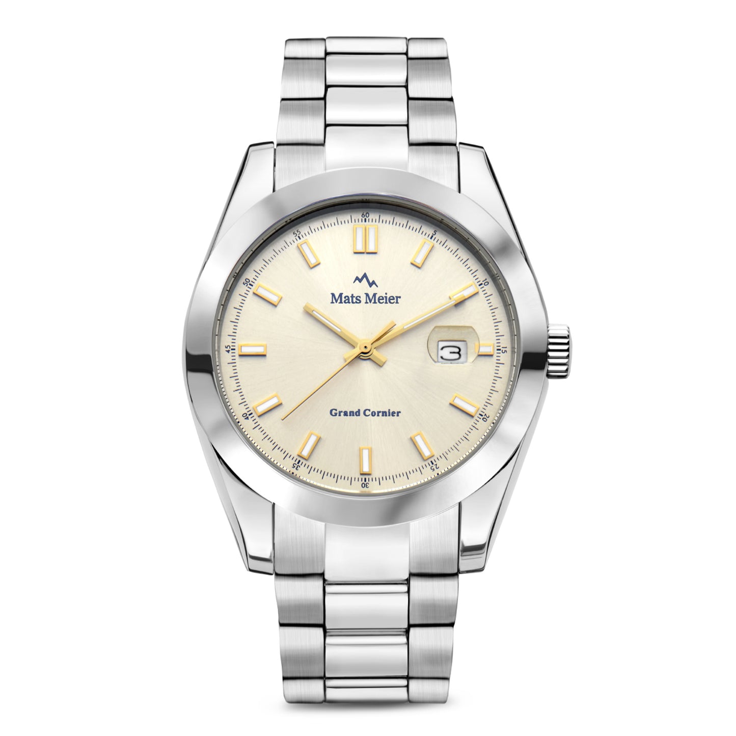 Grand Cornier mens watch silver coloured and taupe   