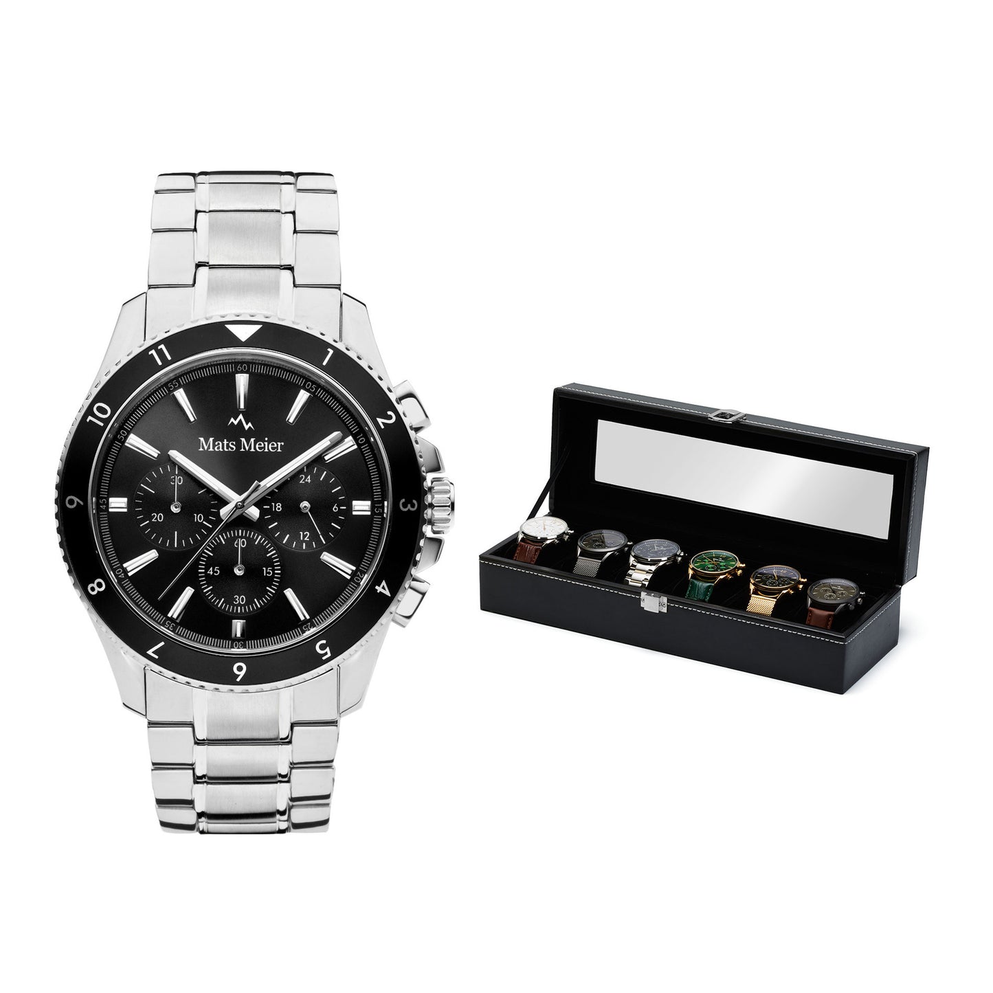 Grand Combin chronograph mens watch and watch box gift set   