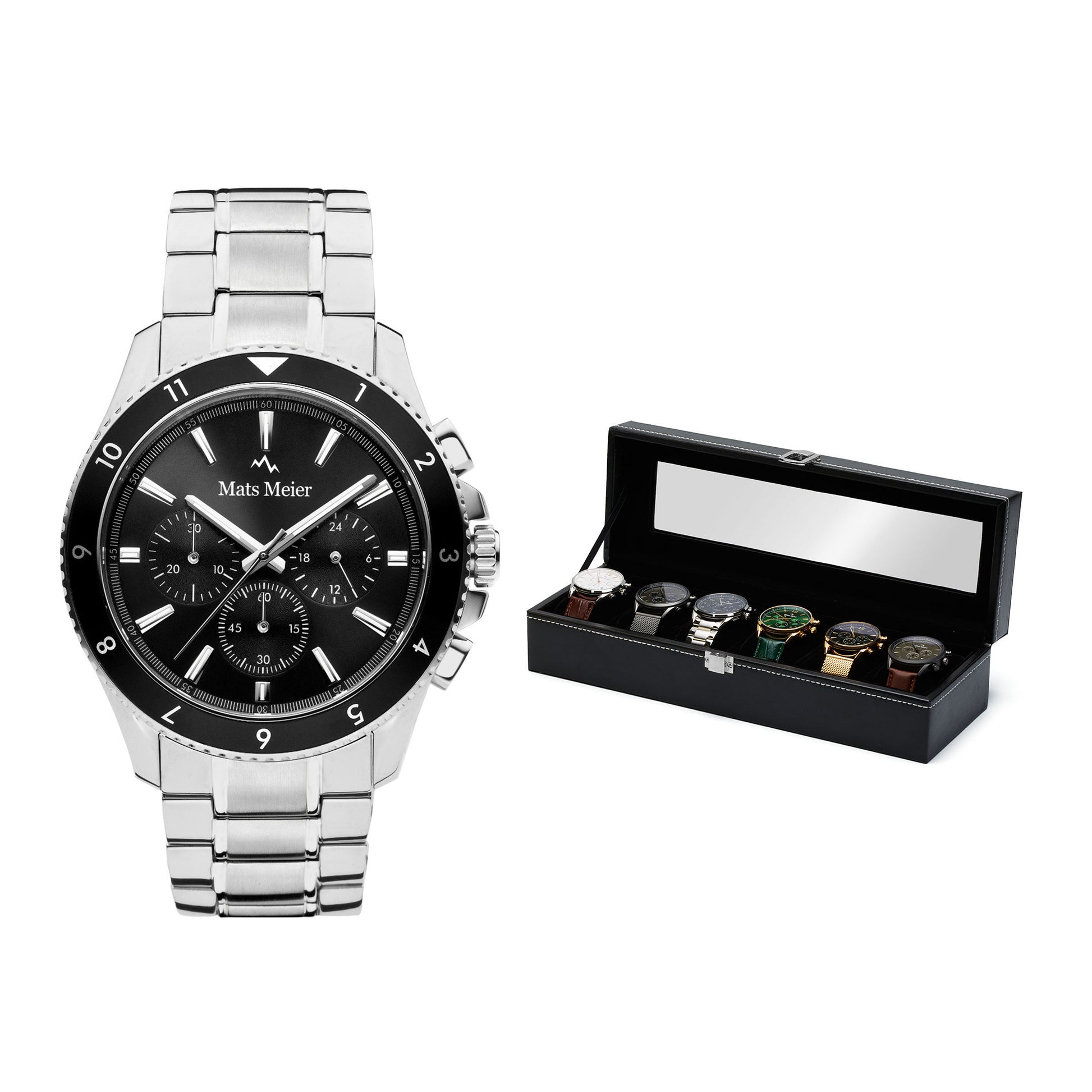 Grand Combin chronograph mens watch and watch box gift set   
